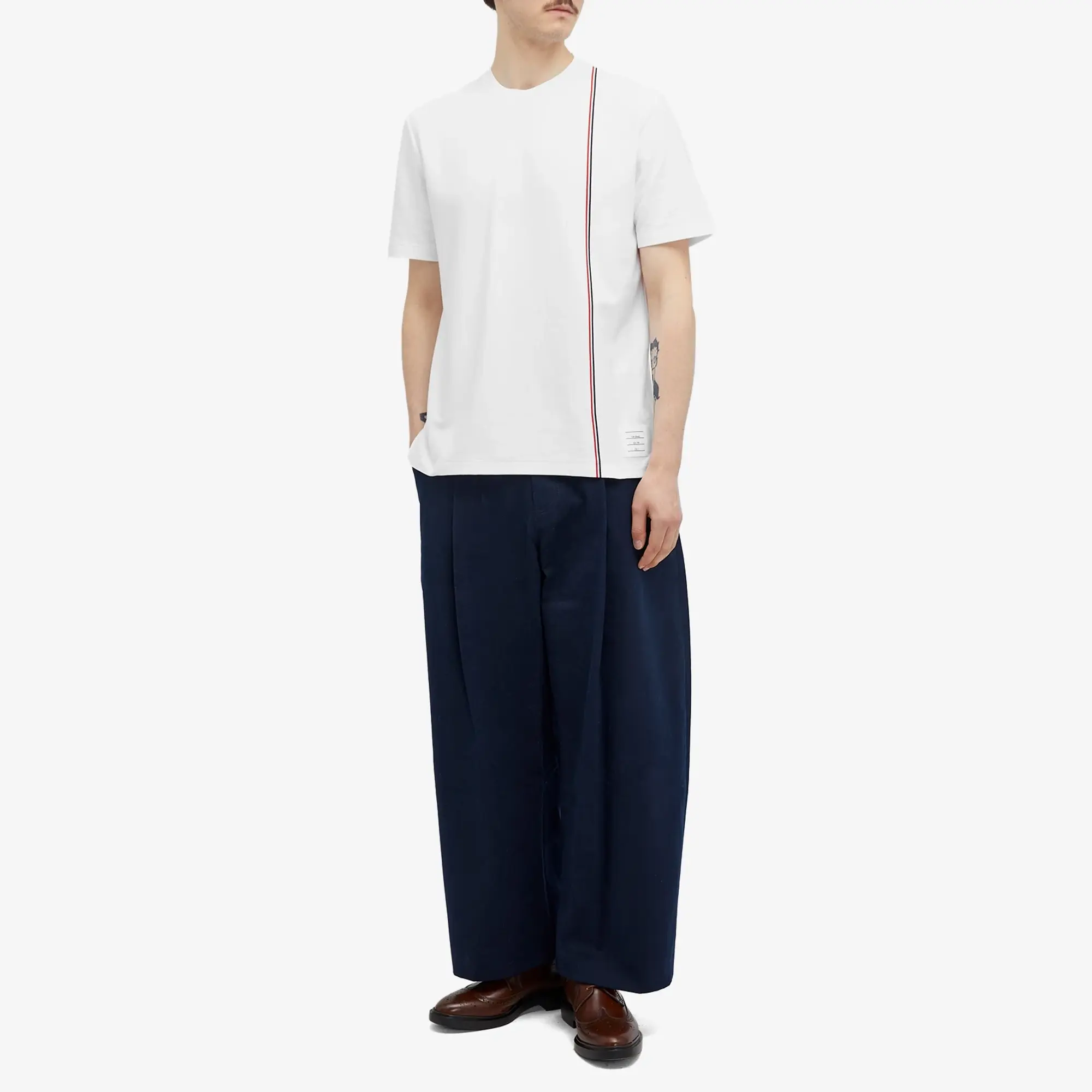 Thom Browne Men's Engineered RWB Stripe T-Shirt White