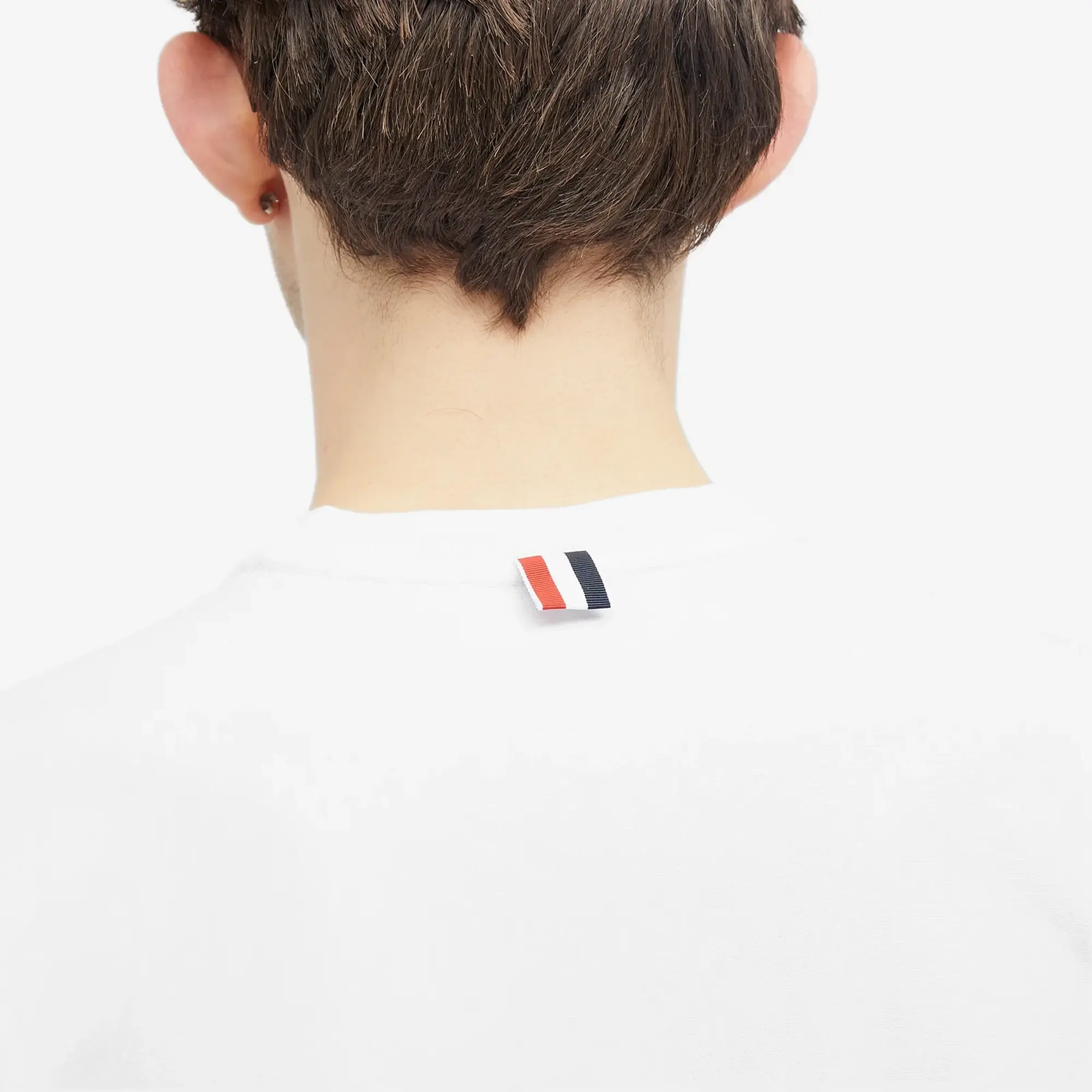 Thom Browne Men's Engineered RWB Stripe T-Shirt White