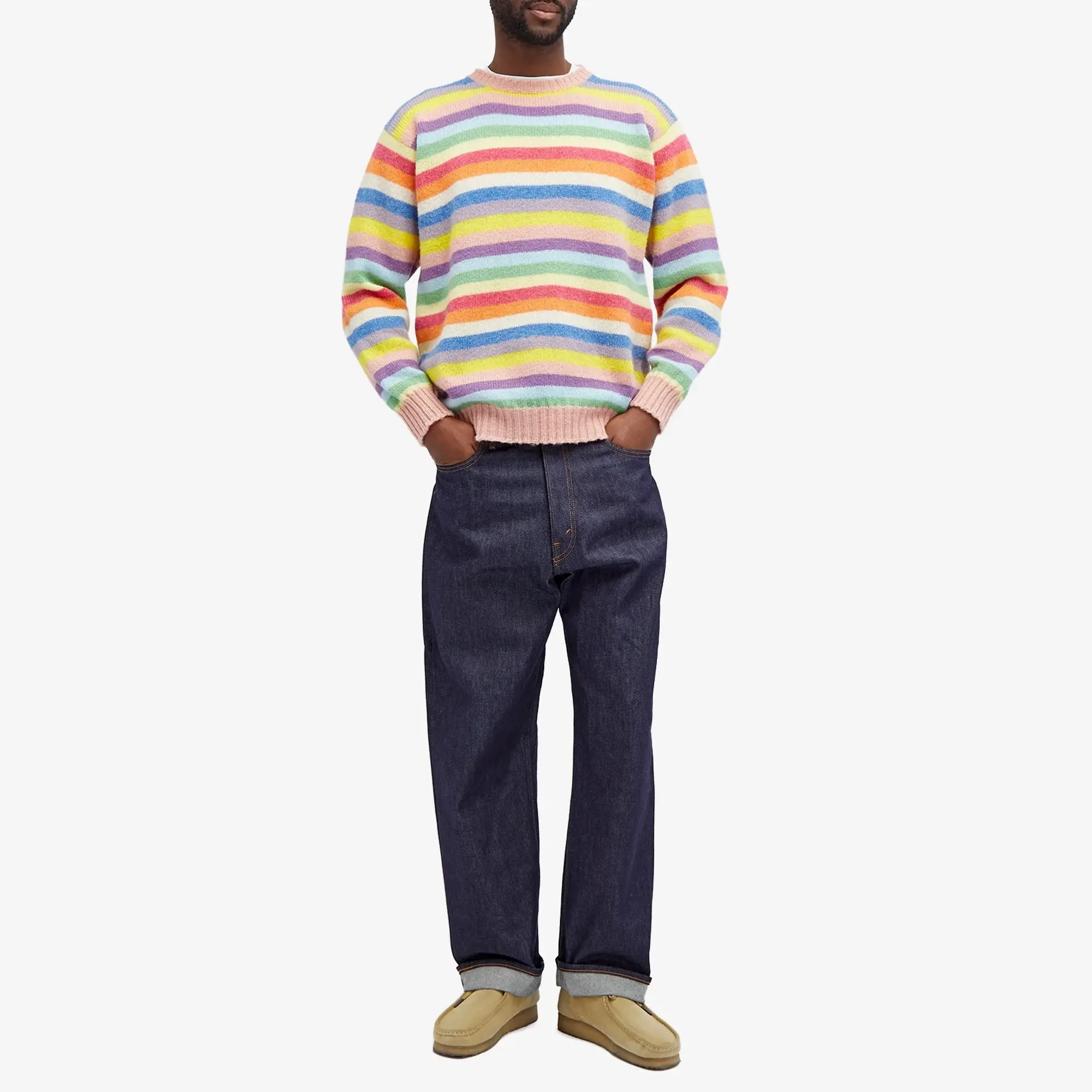 Jamieson's of Shetland Men's Stripe Crew Knit Multi