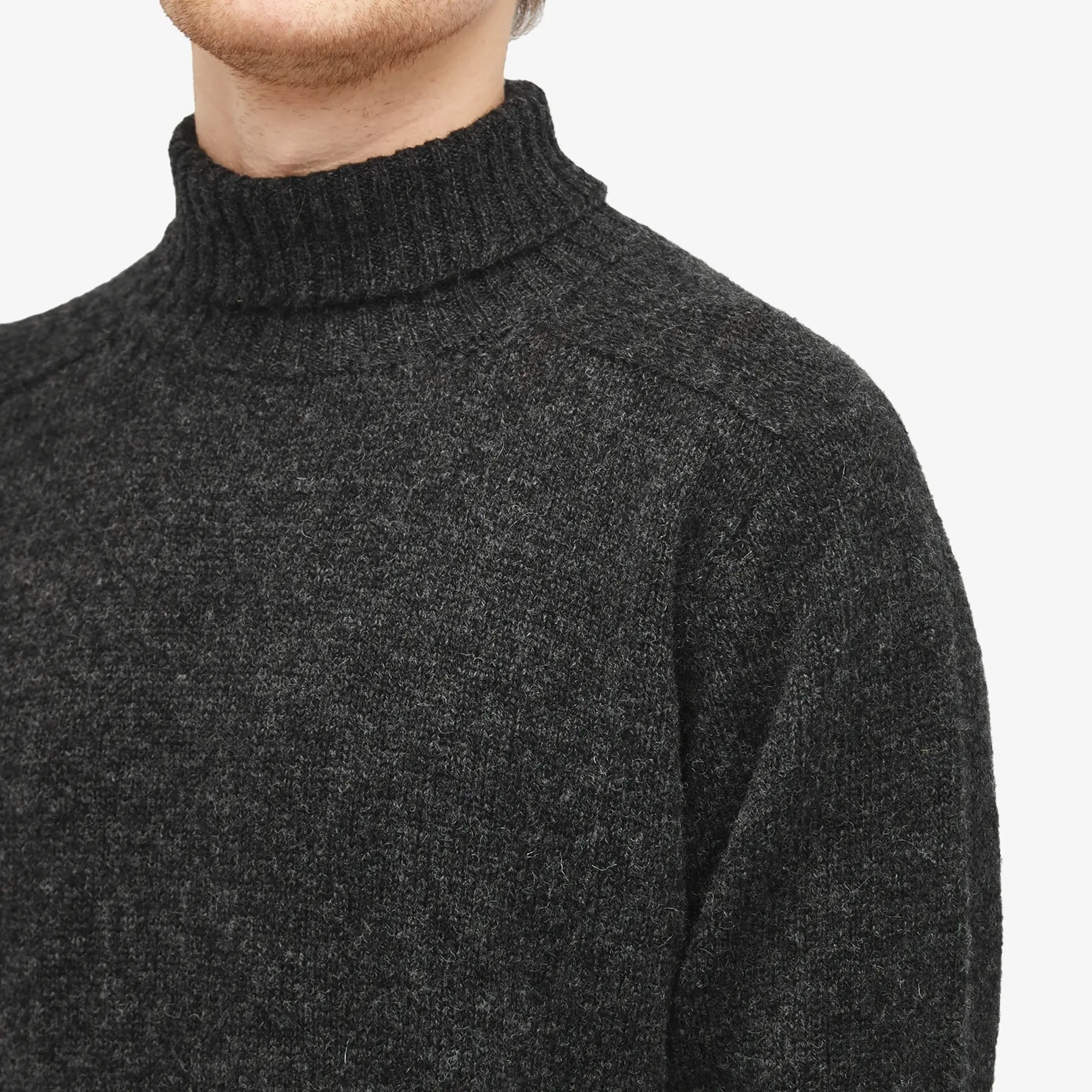 Jamieson's of Shetland Men's Roll Neck Knit Charcoal