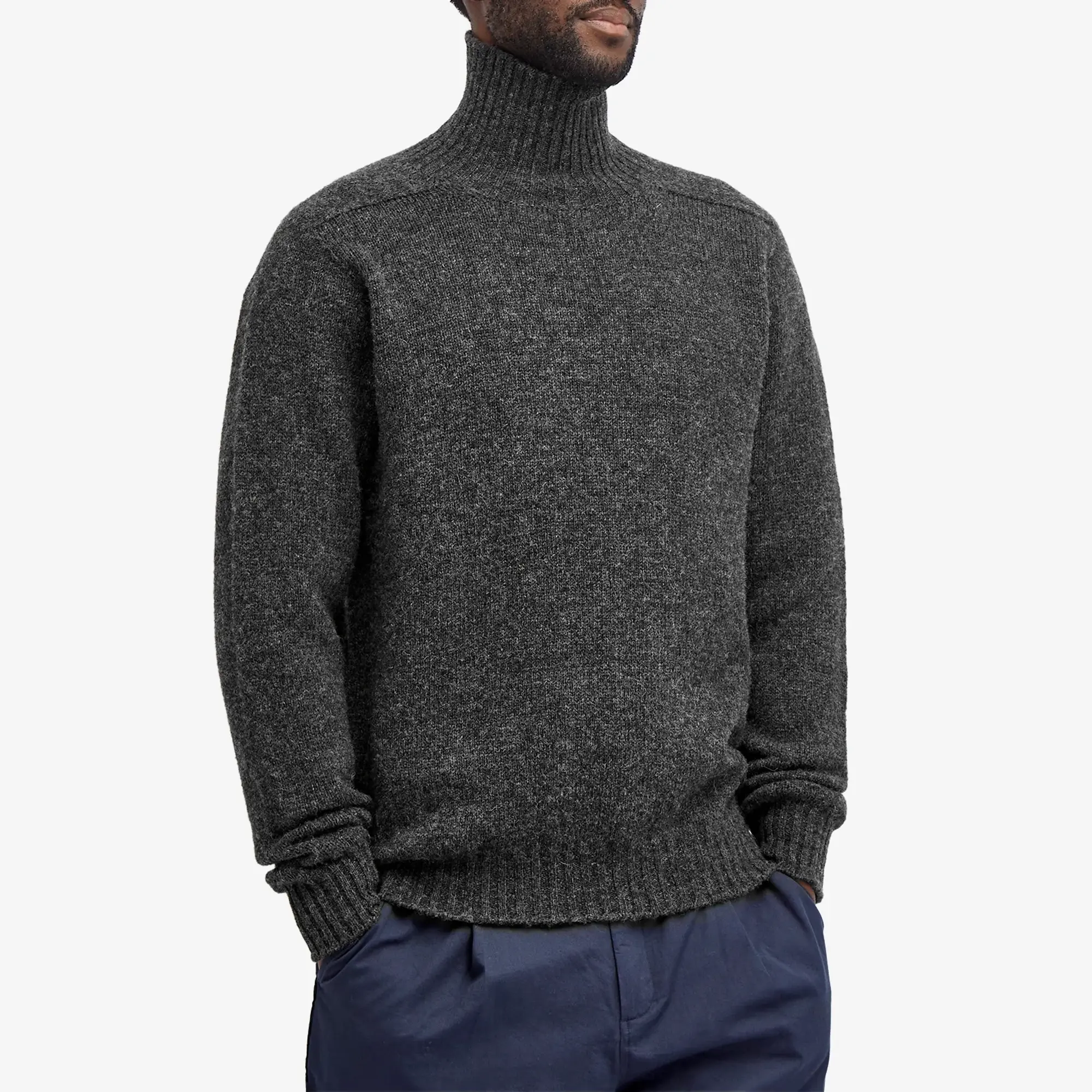 Jamieson's of Shetland Men's Roll Neck Knit Charcoal
