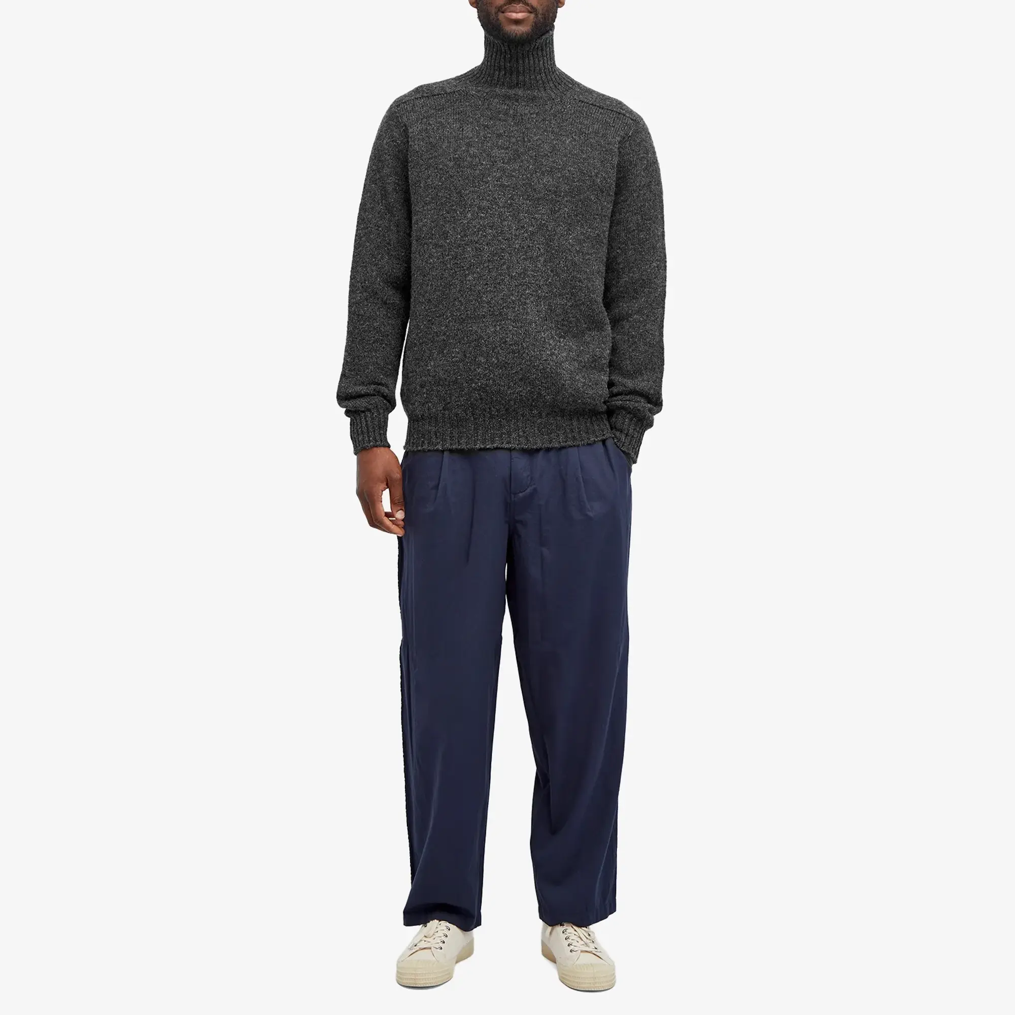 Jamieson's of Shetland Men's Roll Neck Knit Charcoal
