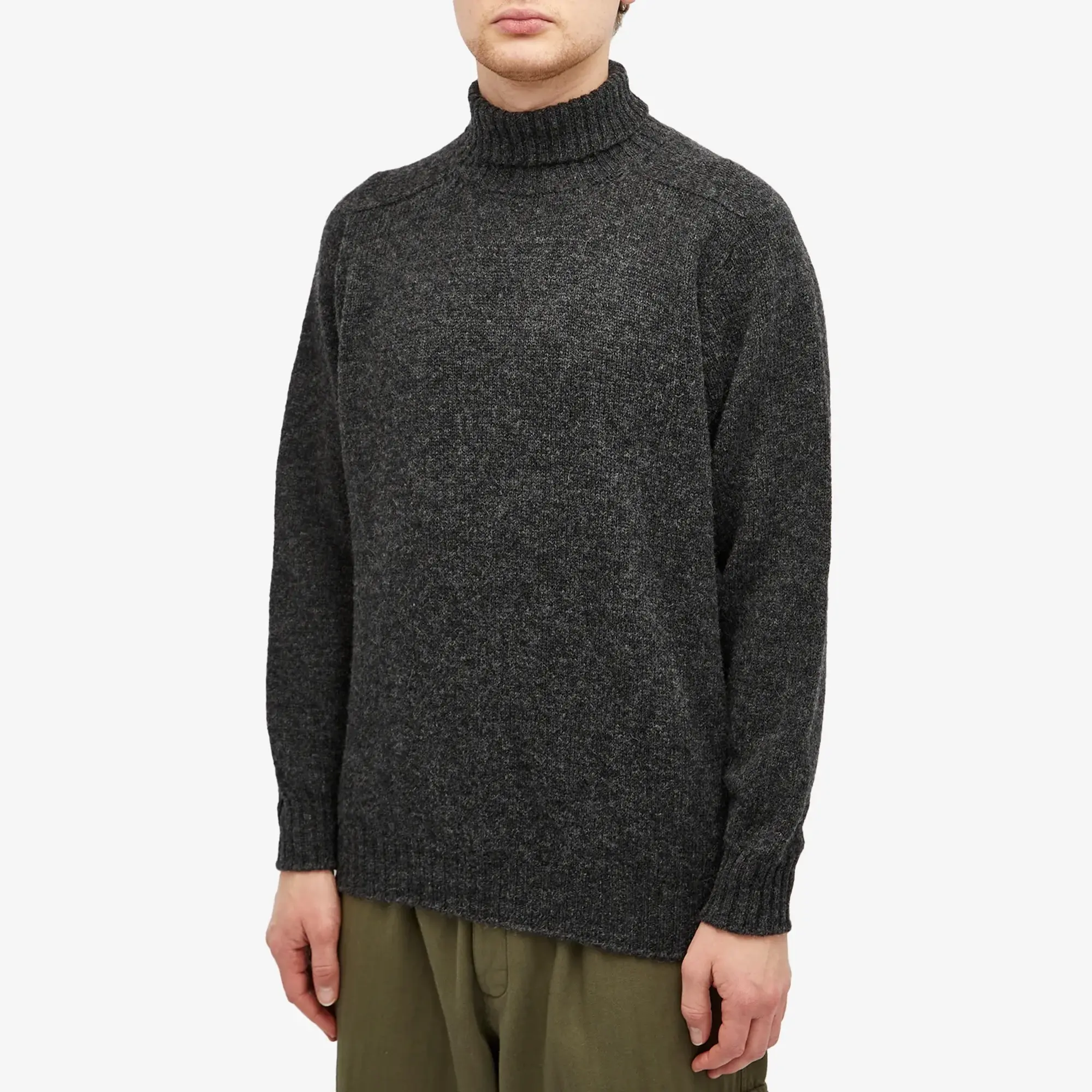 Jamieson's of Shetland Men's Roll Neck Knit Charcoal