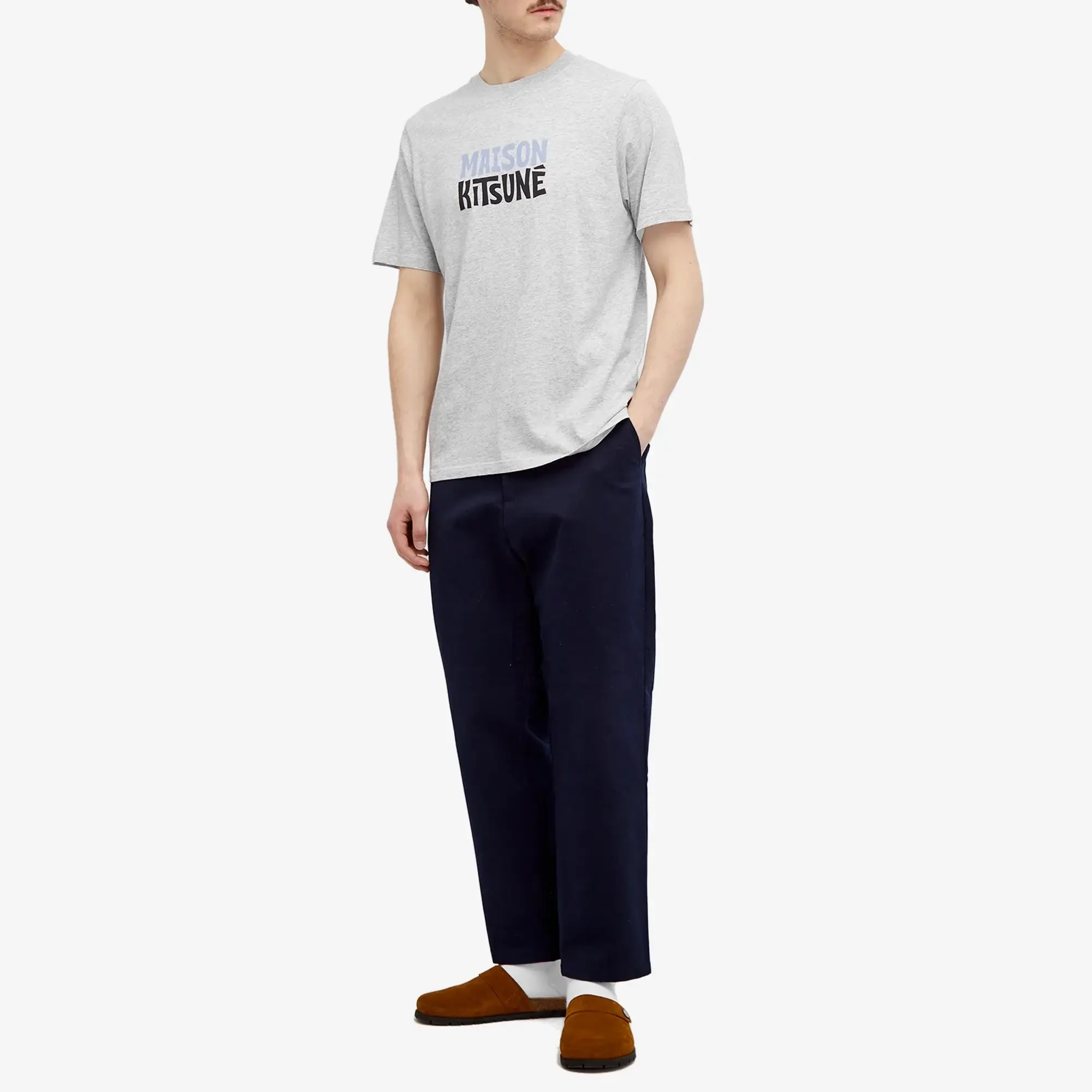 Maison Kitsuné Men's Surf Club Comfort T-Shirt Light Grey Melange
