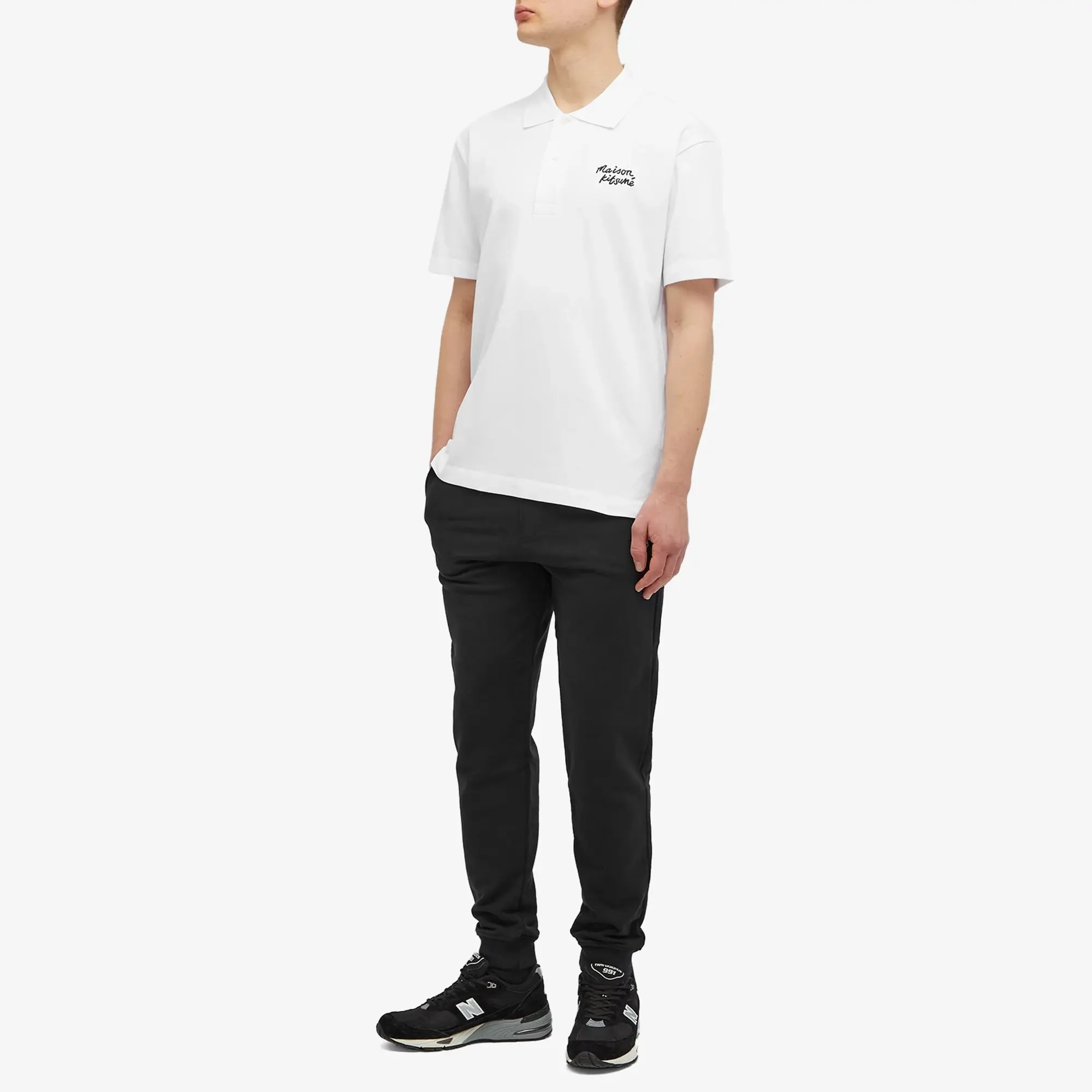 Maison Kitsuné Maison Kitsune Handwriting Comfort Polo White/Black