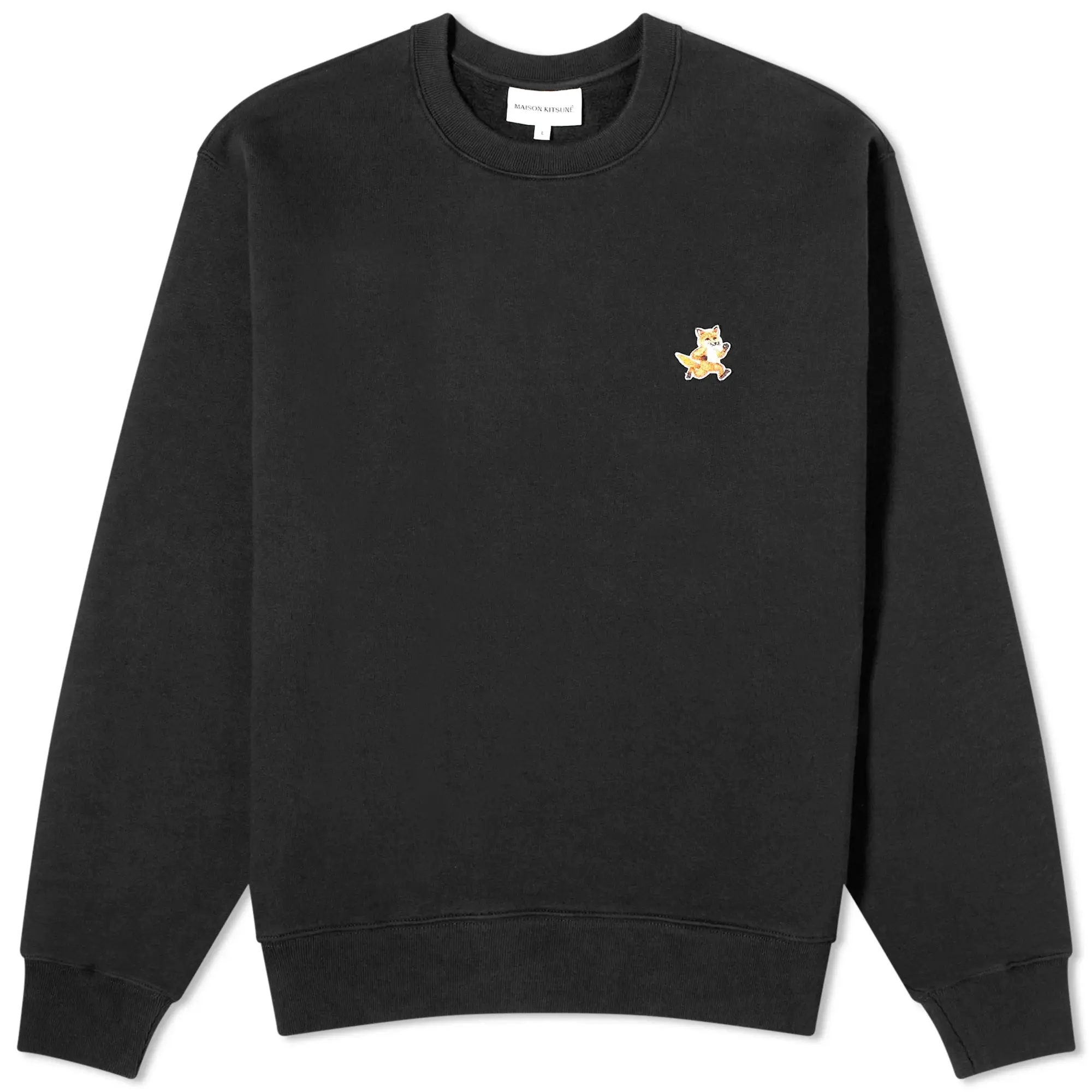 Maison Kitsuné Men's Speedy Fox Patch Crew Sweat Black