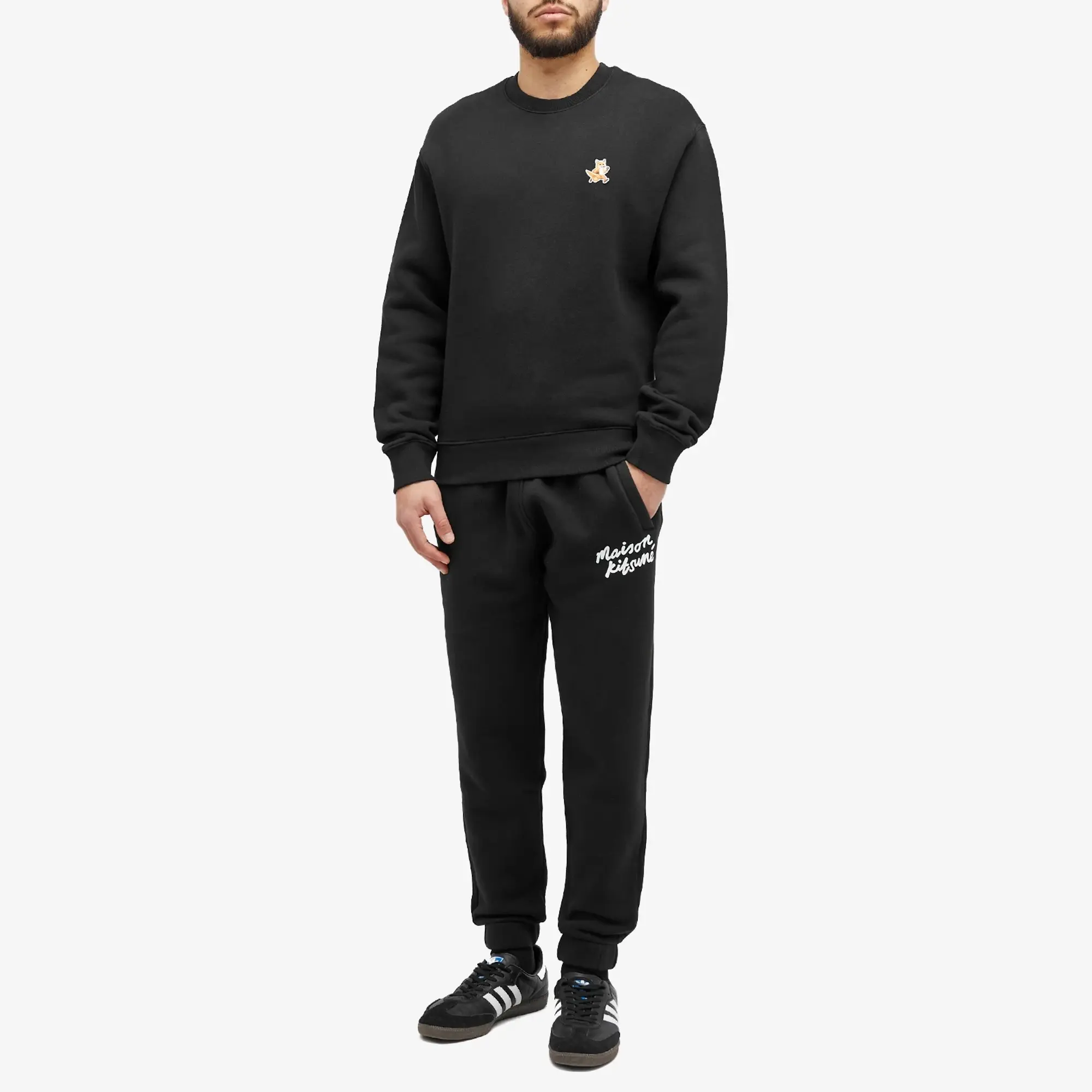 Maison Kitsuné Men's Speedy Fox Patch Crew Sweat Black