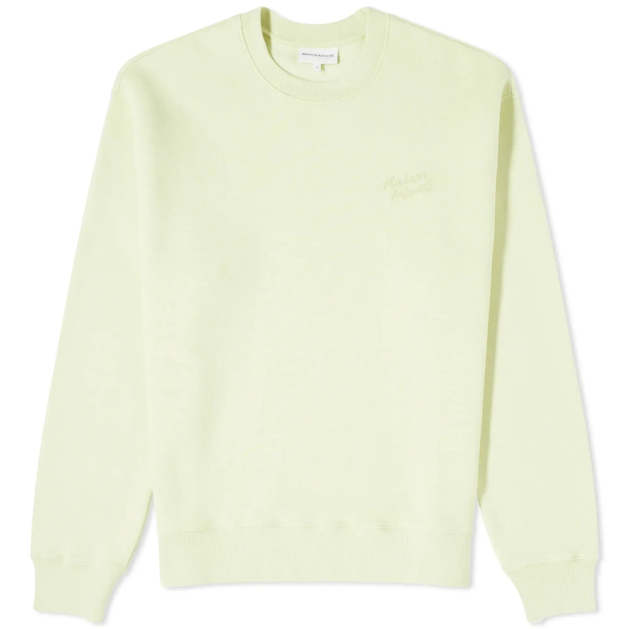 Maison Kitsuné Men's Handwriting Comfort Crew Sweat Chalk Yellow