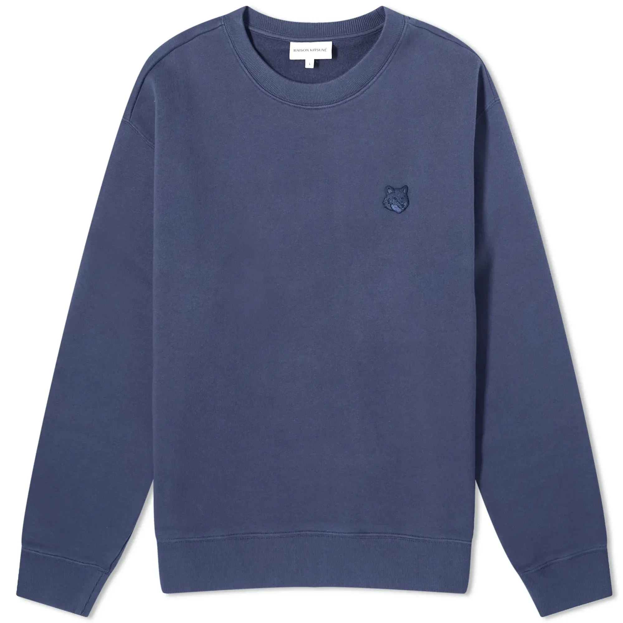 Maison Kitsuné Maison Kitsune Bold Fox Head Patch Comfort Crew Sweat Ink Blue