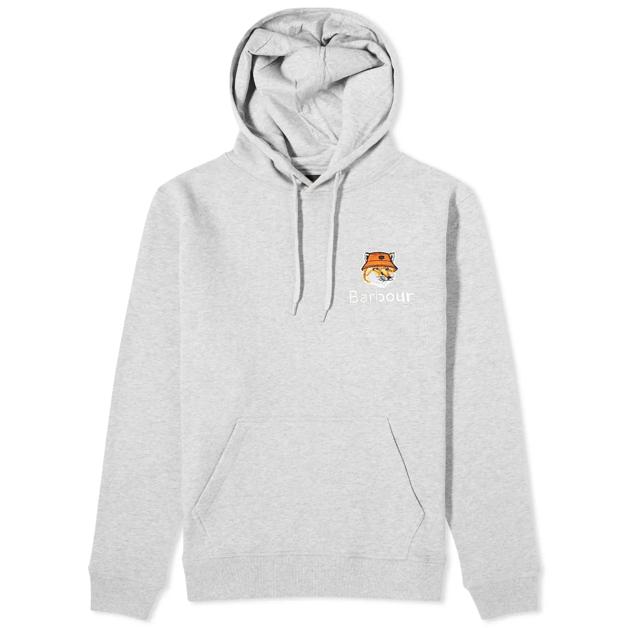 Barbour X Maison Kitsune Fox Head Hoodie Men Sweatshirts Grey 