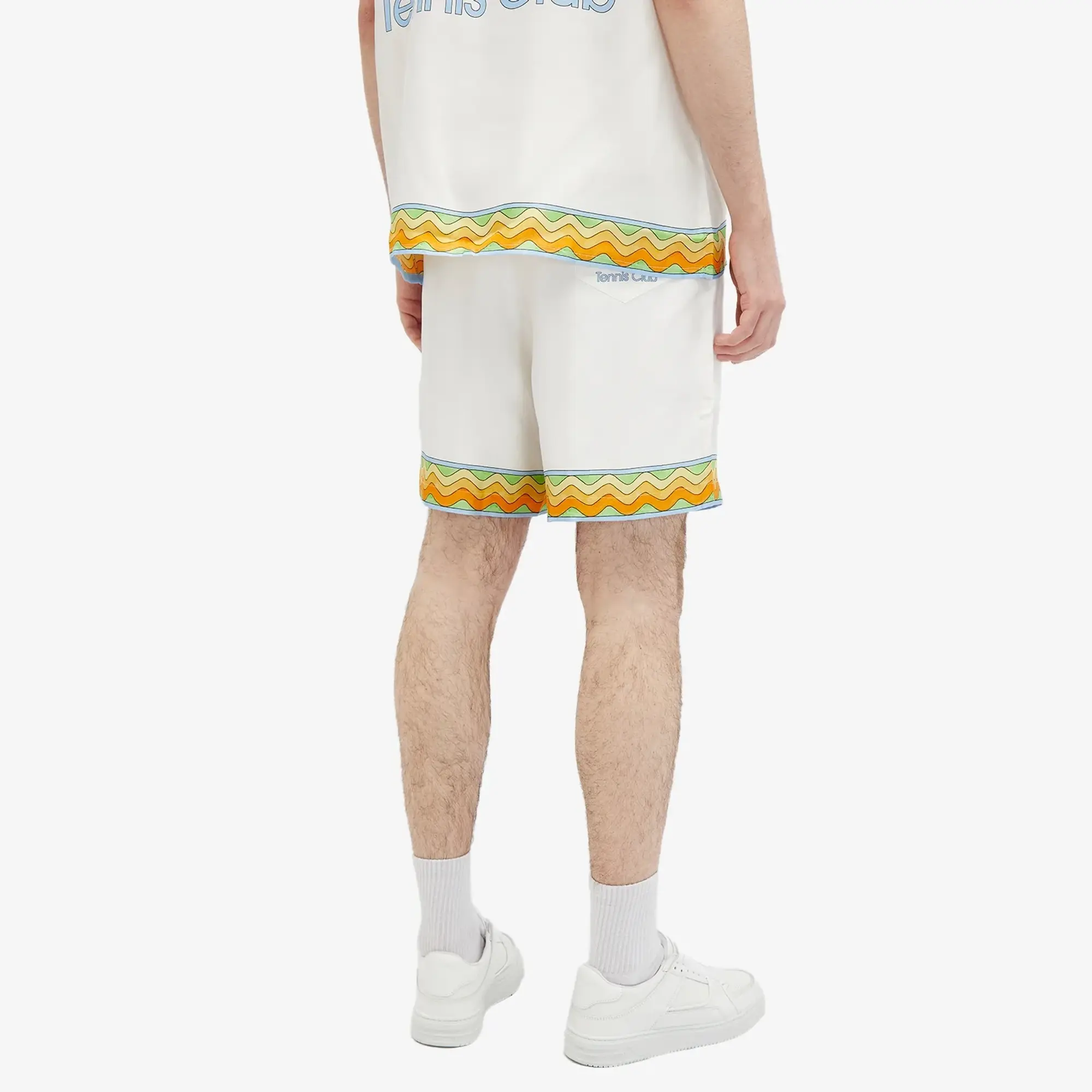 Casablanca Men's Tennis Club Silk Drawstring Shorts Afro Cubism