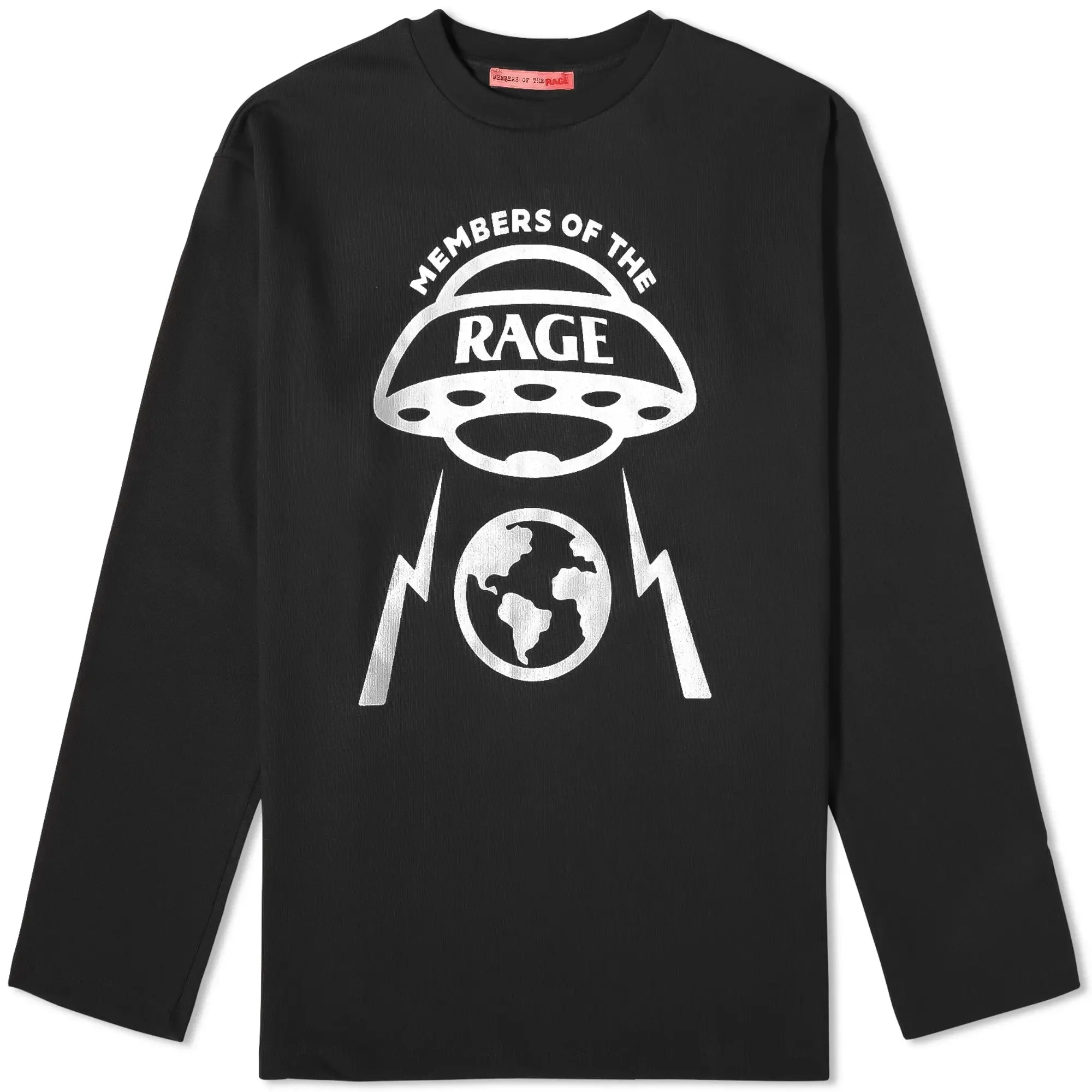 Members of the Rage Men's Long Sleeve Oversized Planet T-Shirt Black