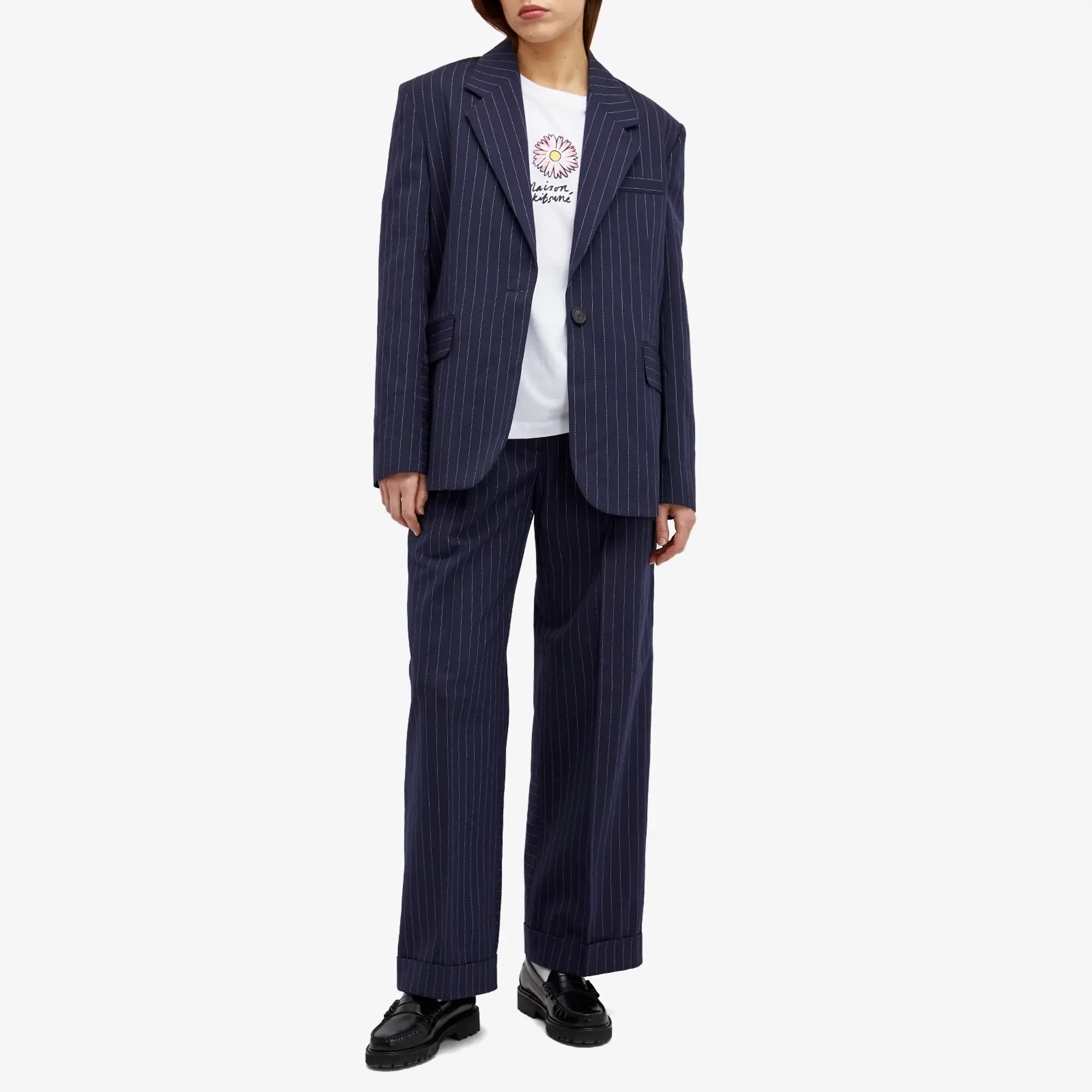 Maison Kitsuné Maison Kitsune Double Pleats Striped Pants Navy Stripes
