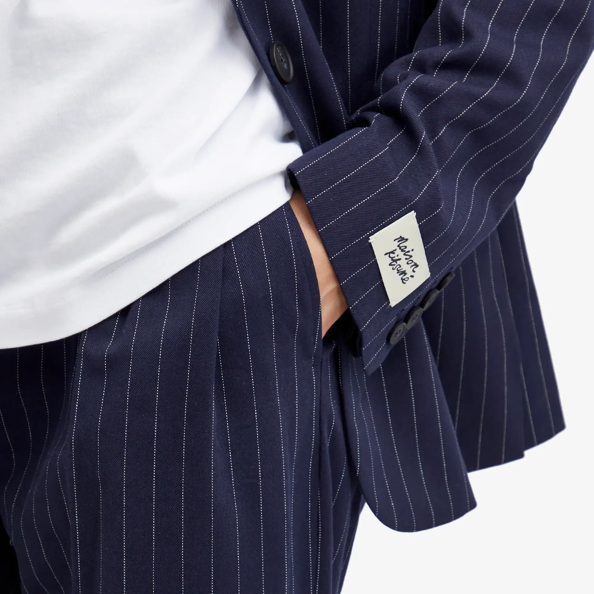 Maison Kitsuné Maison Kitsune Double Pleats Striped Pants Navy Stripes