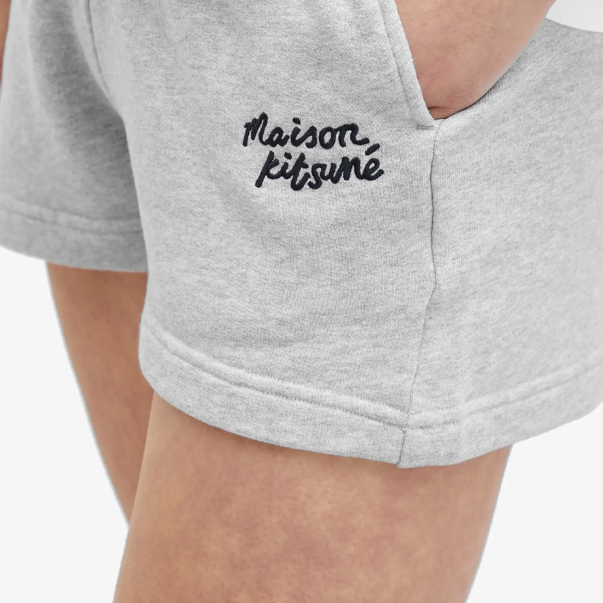 Maison Kitsuné Maison Kitsune Handwriting Logo Regular Jog Shorts Light Grey Melange