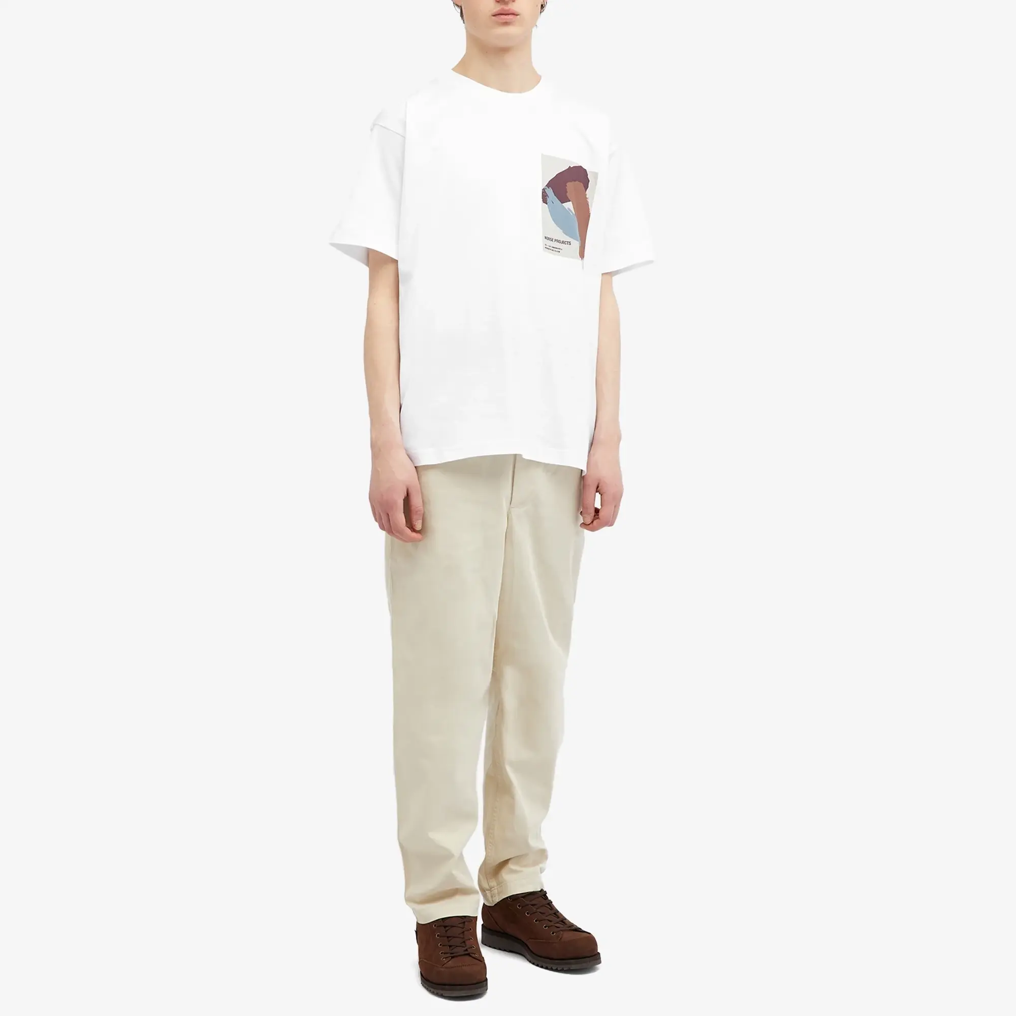 Norse Projects Men's Simon Organic Brush Stroke Print T-Shirt White