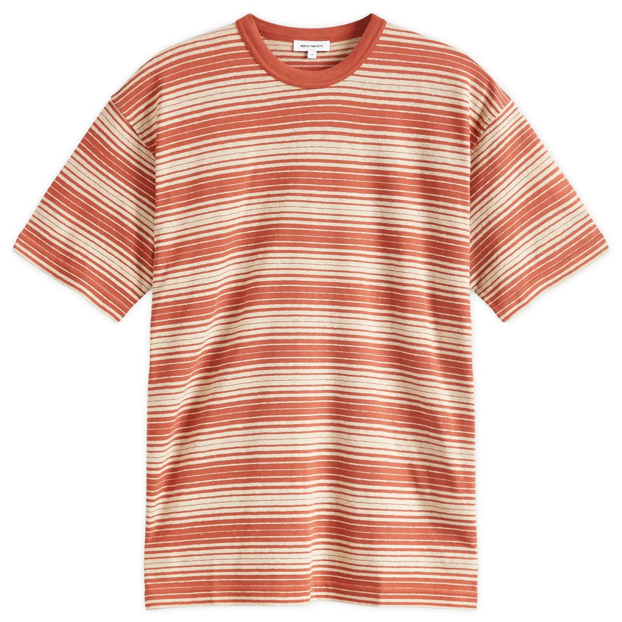 Norse Projects Men's Johannes Spaced Stripe T-Shirt Red Ochre