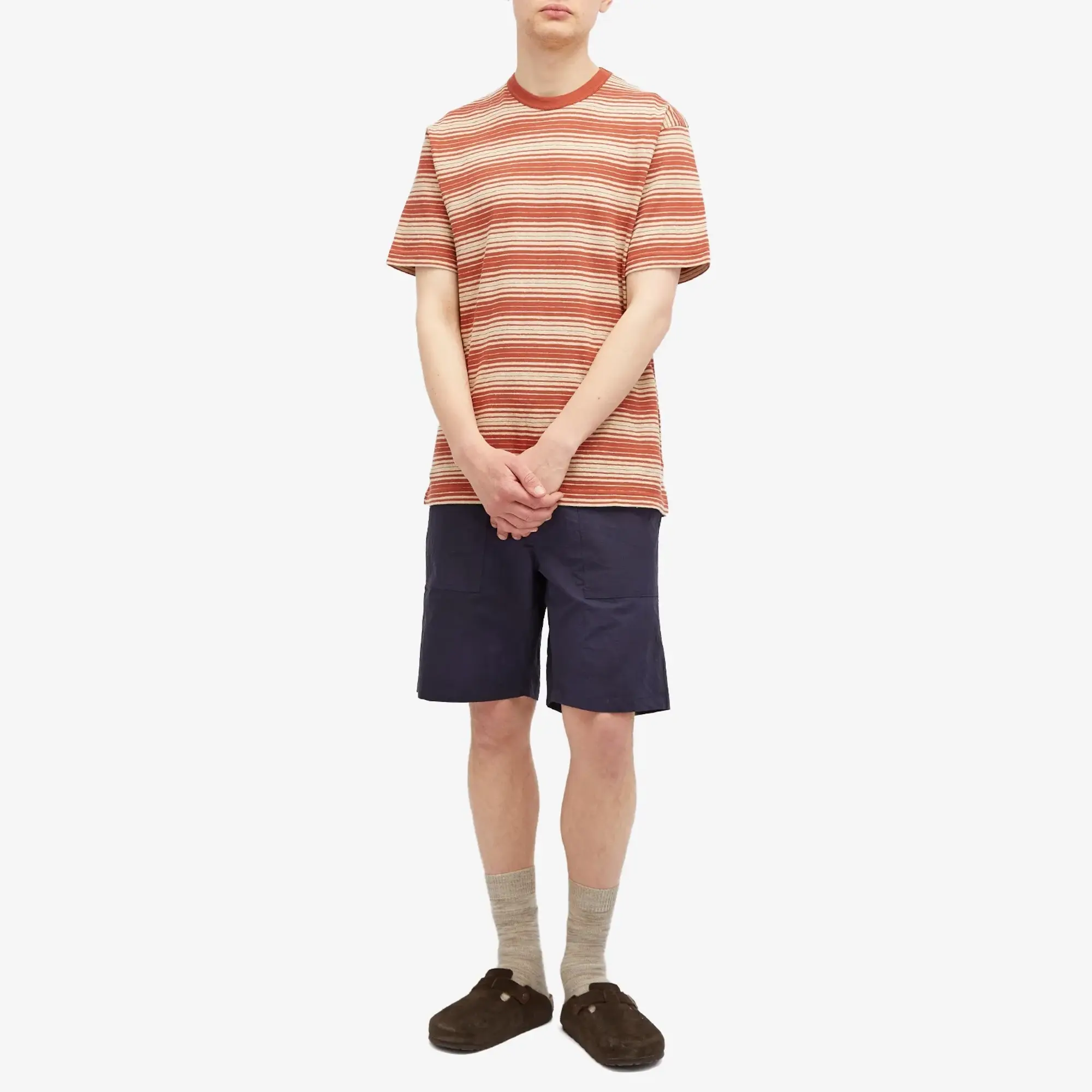 Norse Projects Men's Johannes Spaced Stripe T-Shirt Red Ochre