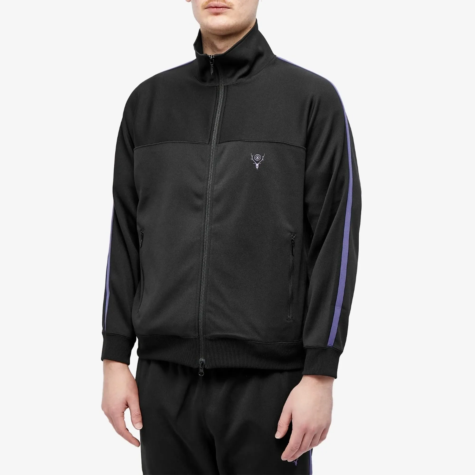 South2 West8 Men'sPoly Smooth Trainer Track Jacket Black | NS812-B