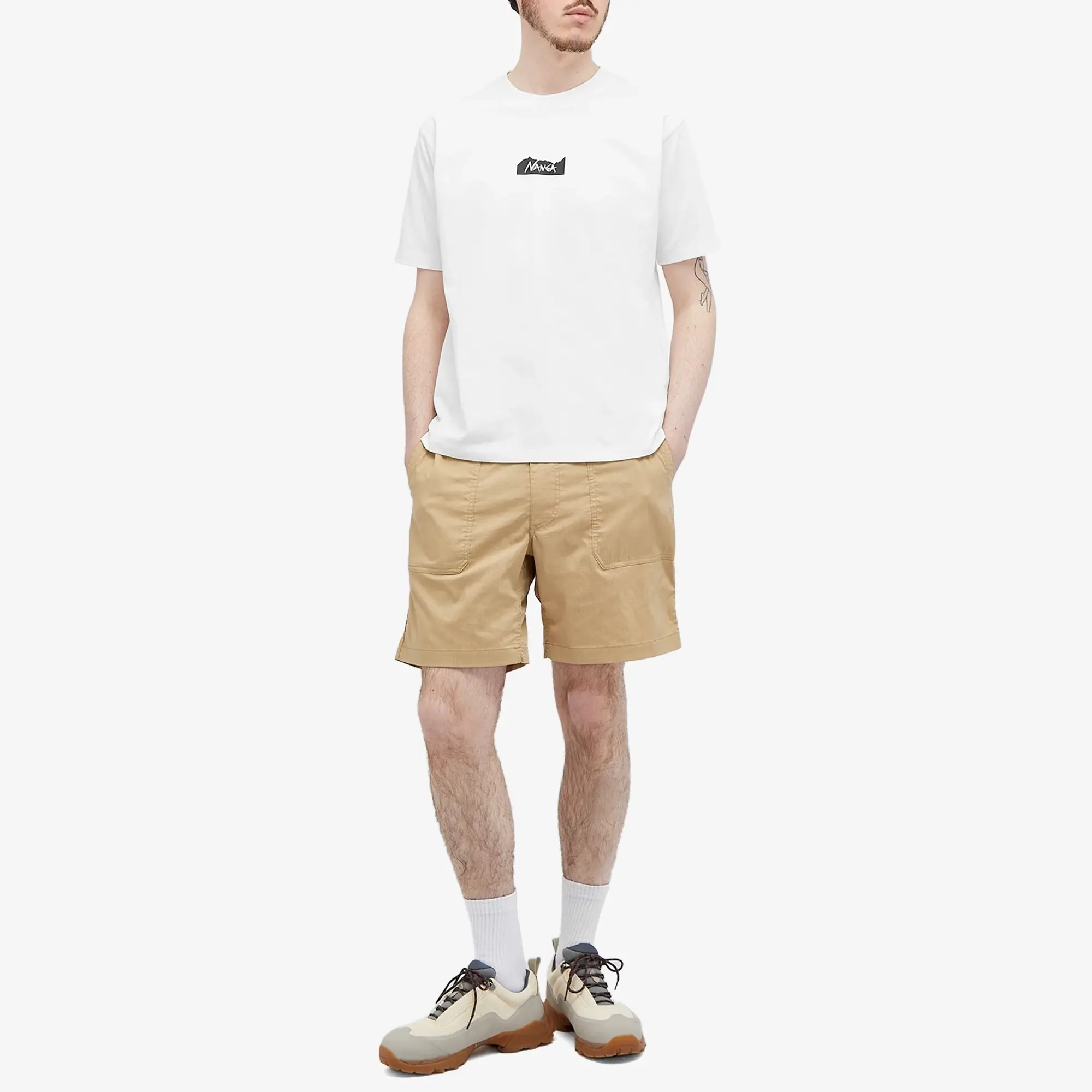 NANGA Men's Eco Hybrid Mt Logo T-Shirt White