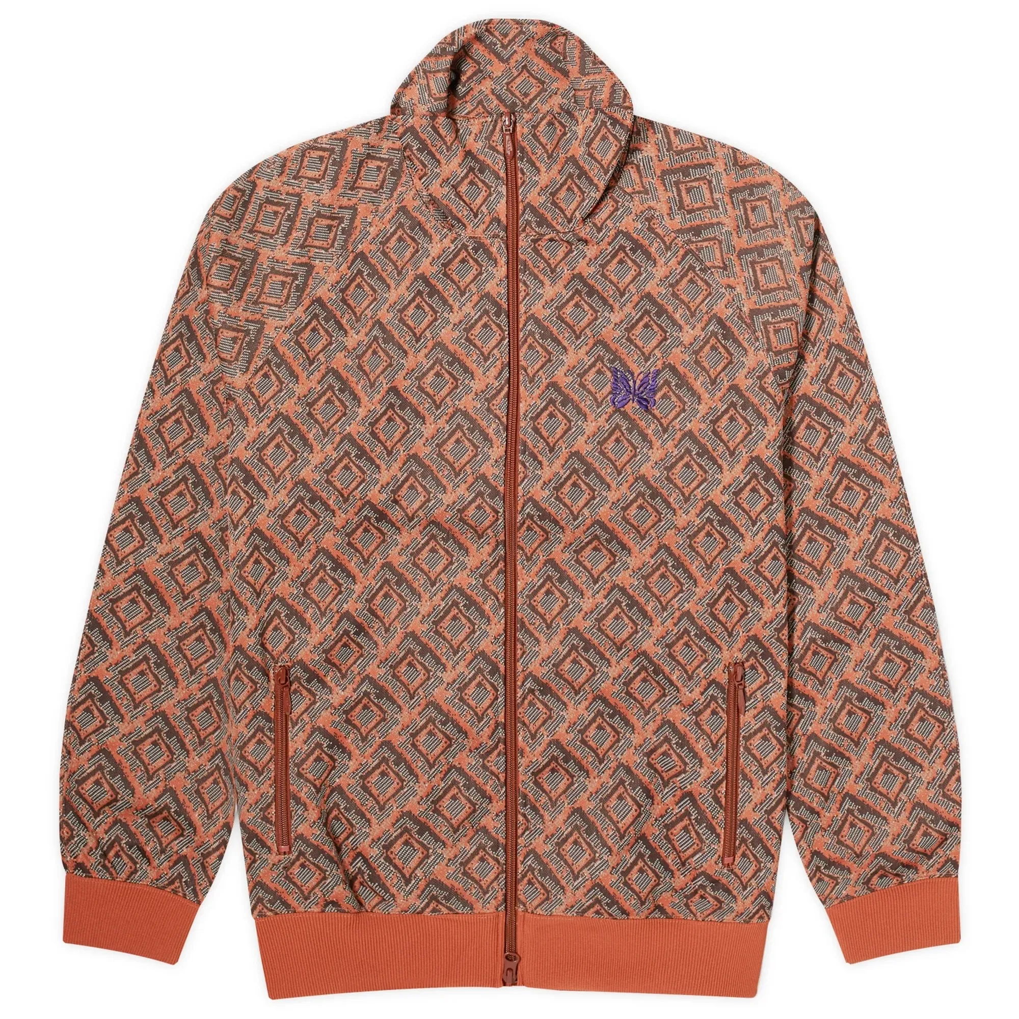 トップス Needles 2022AW Track Jacket Poly Jq. Needles Men's Poly Jacquard Track Jacket Orange | OT224-C | FOOTY.COM