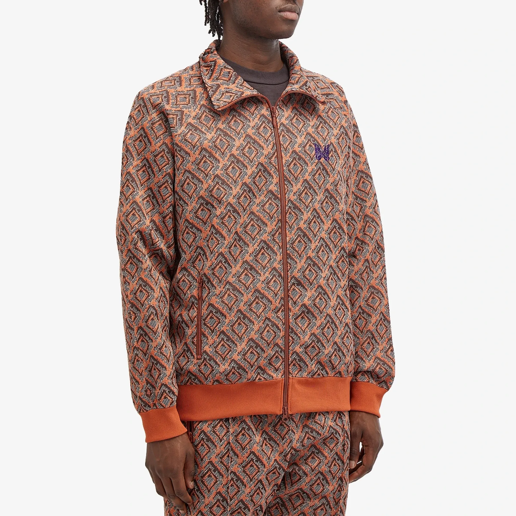 Needles Men's Poly Jacquard Track Jacket Orange | OT224-C | FOOTY.COM