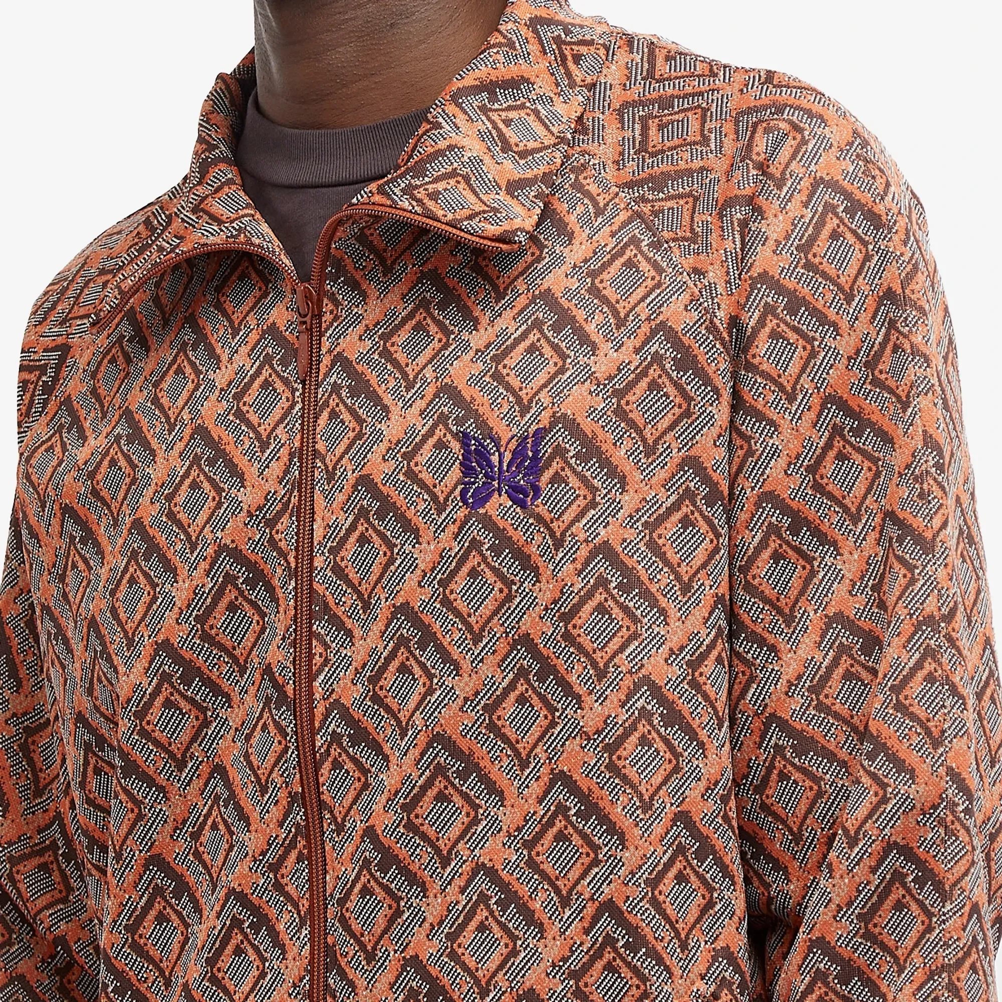 Needles Men's Poly Jacquard Track Jacket Orange | OT224-C | FOOTY.COM