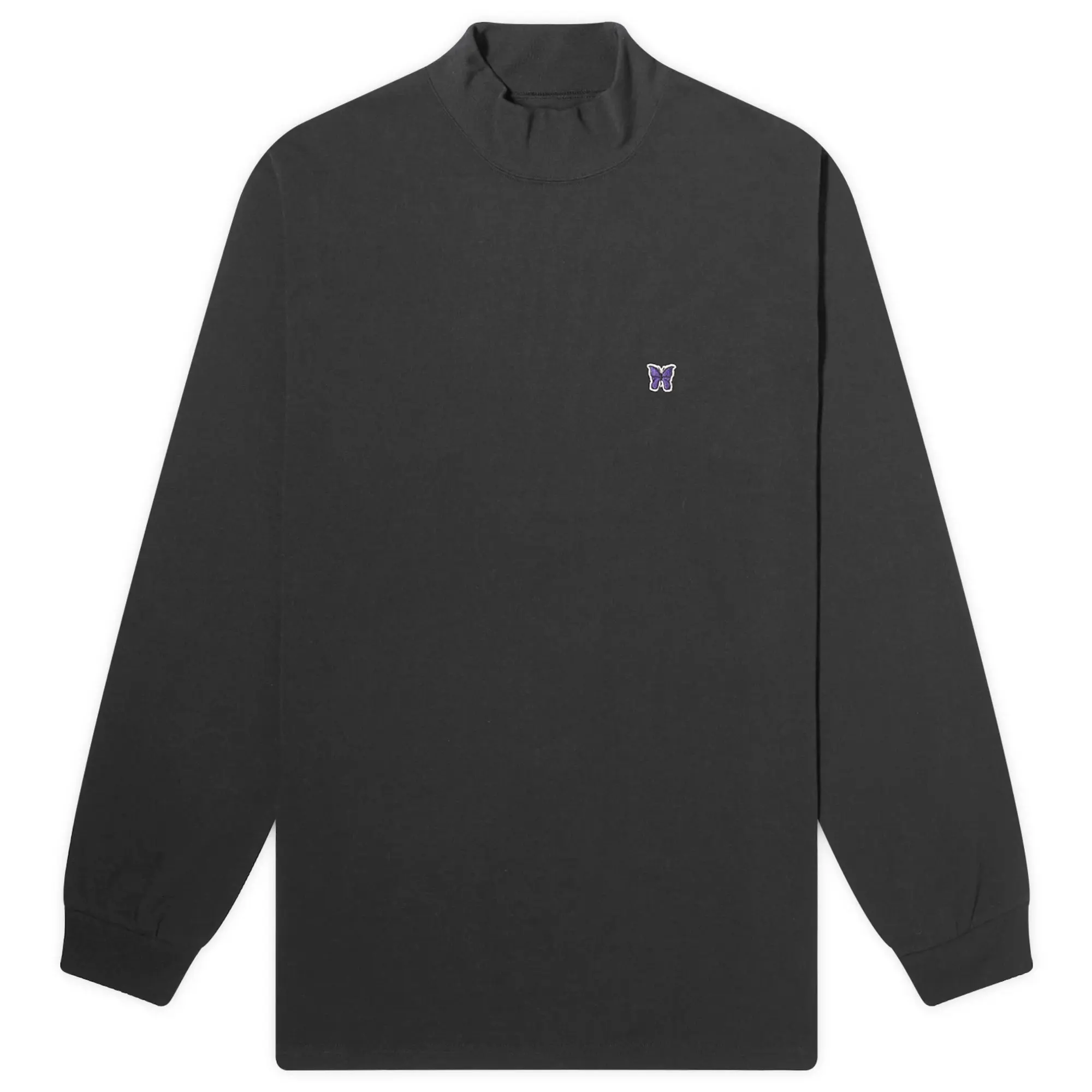 Needles Men's Long Sleeve Mock Neck T-Shirt Black