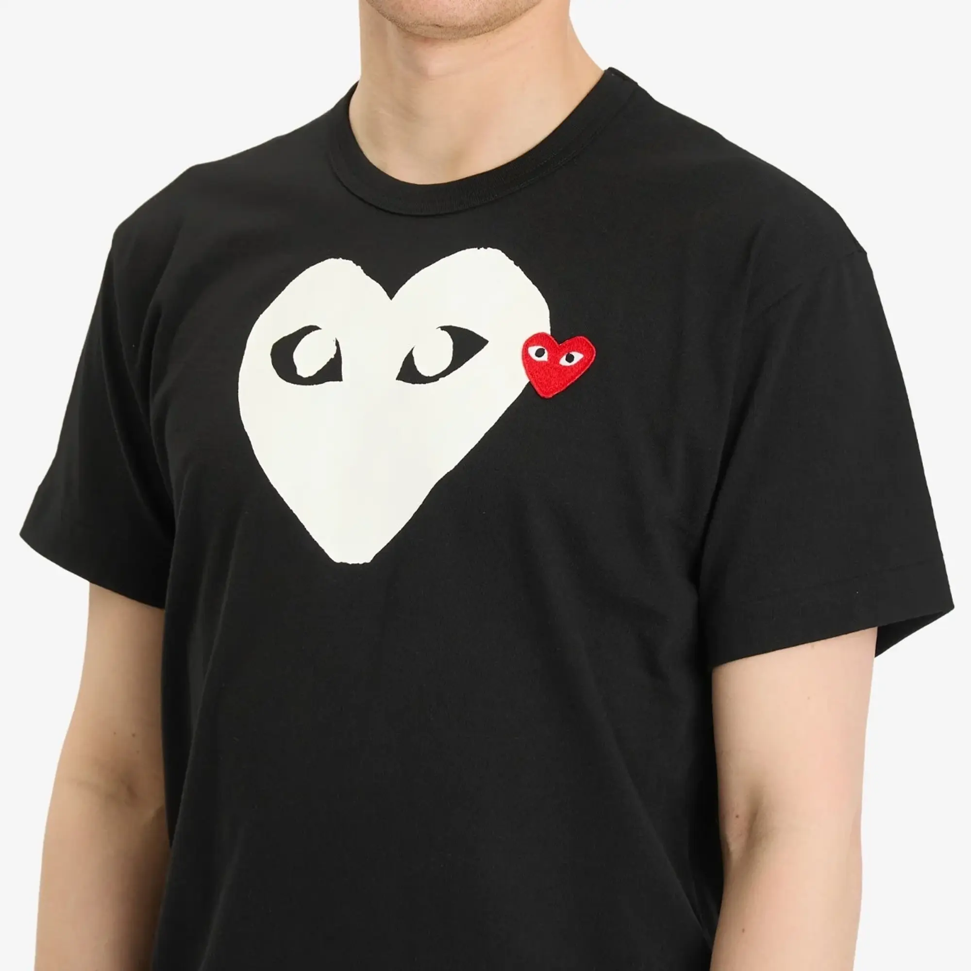 Comme des Garçons Play Comme des Garcons Play Double Heart Logo T-Shirt Black/White/Red