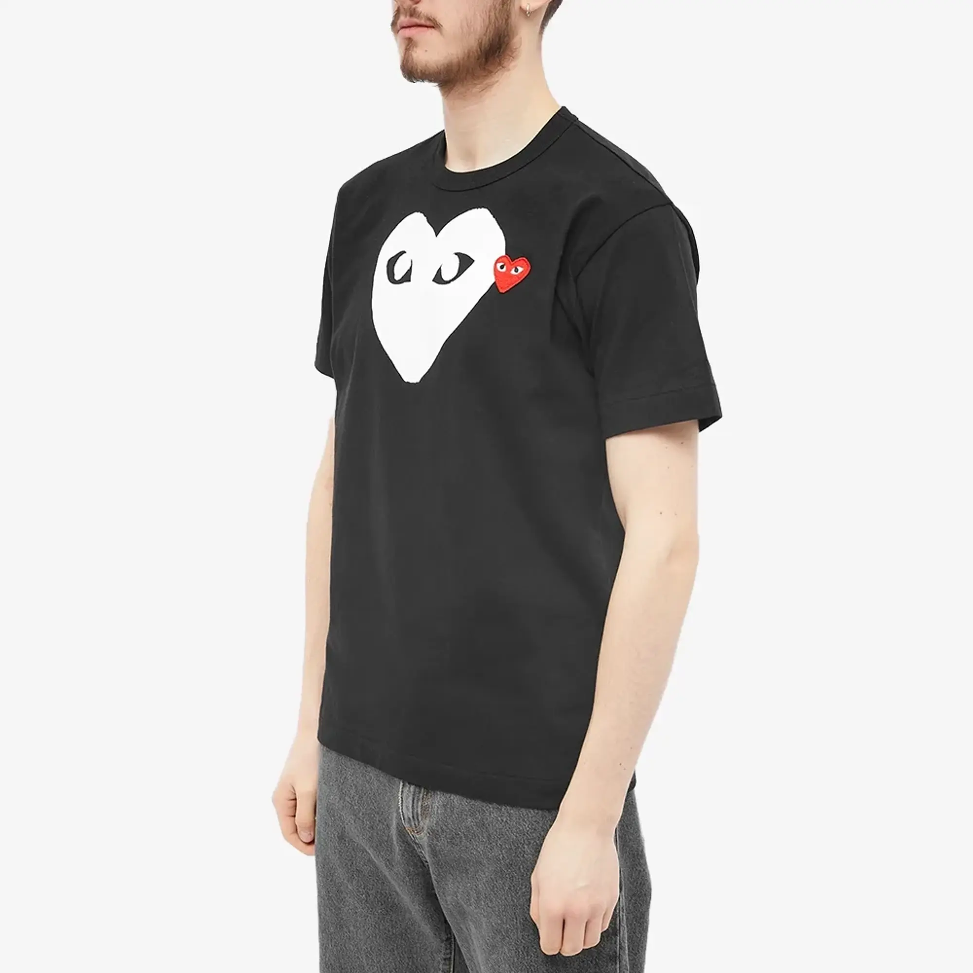 Comme des Garçons Play Comme des Garcons Play Double Heart Logo T-Shirt Black/White/Red