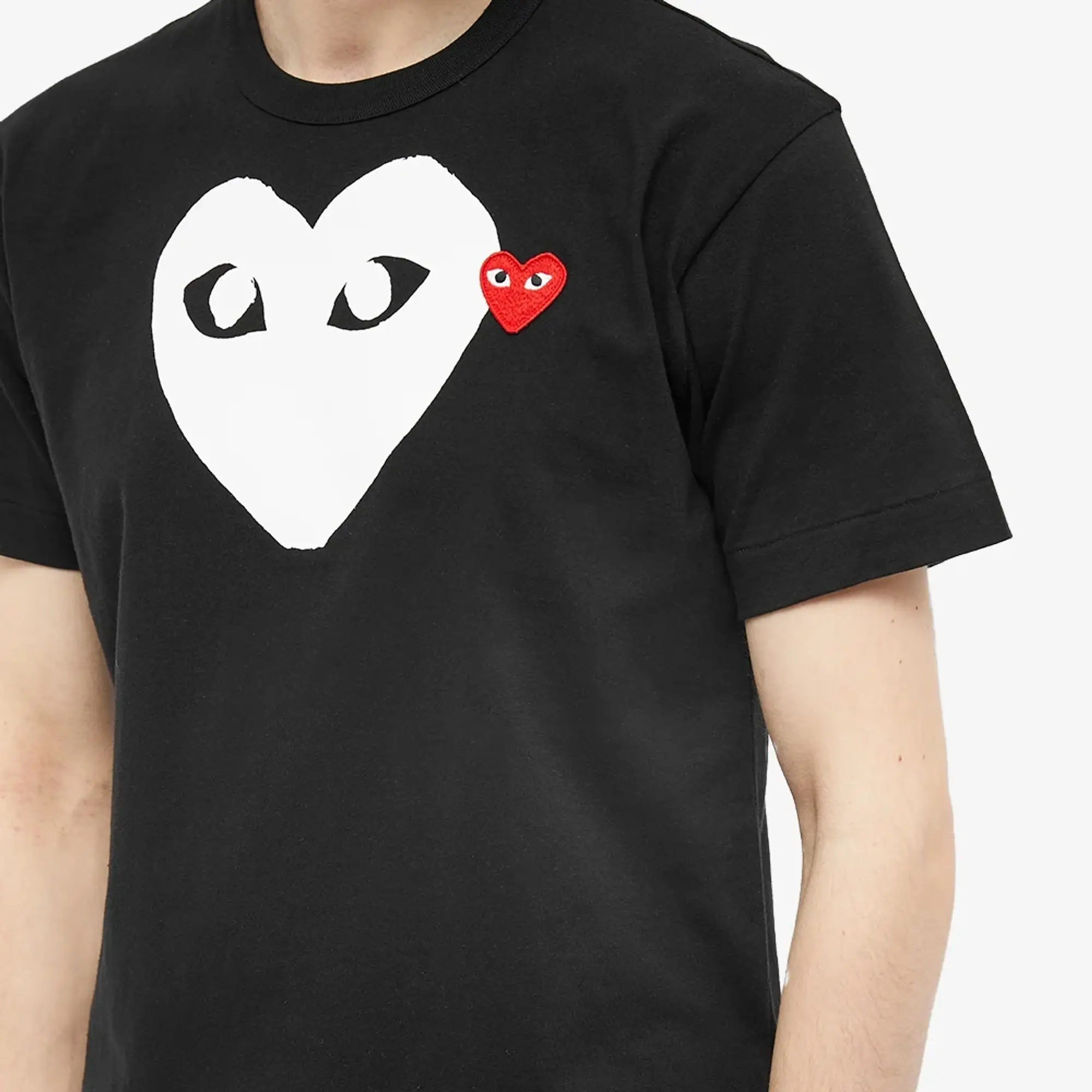 Comme des Garçons Play Comme des Garcons Play Double Heart Logo T-Shirt Black/White/Red