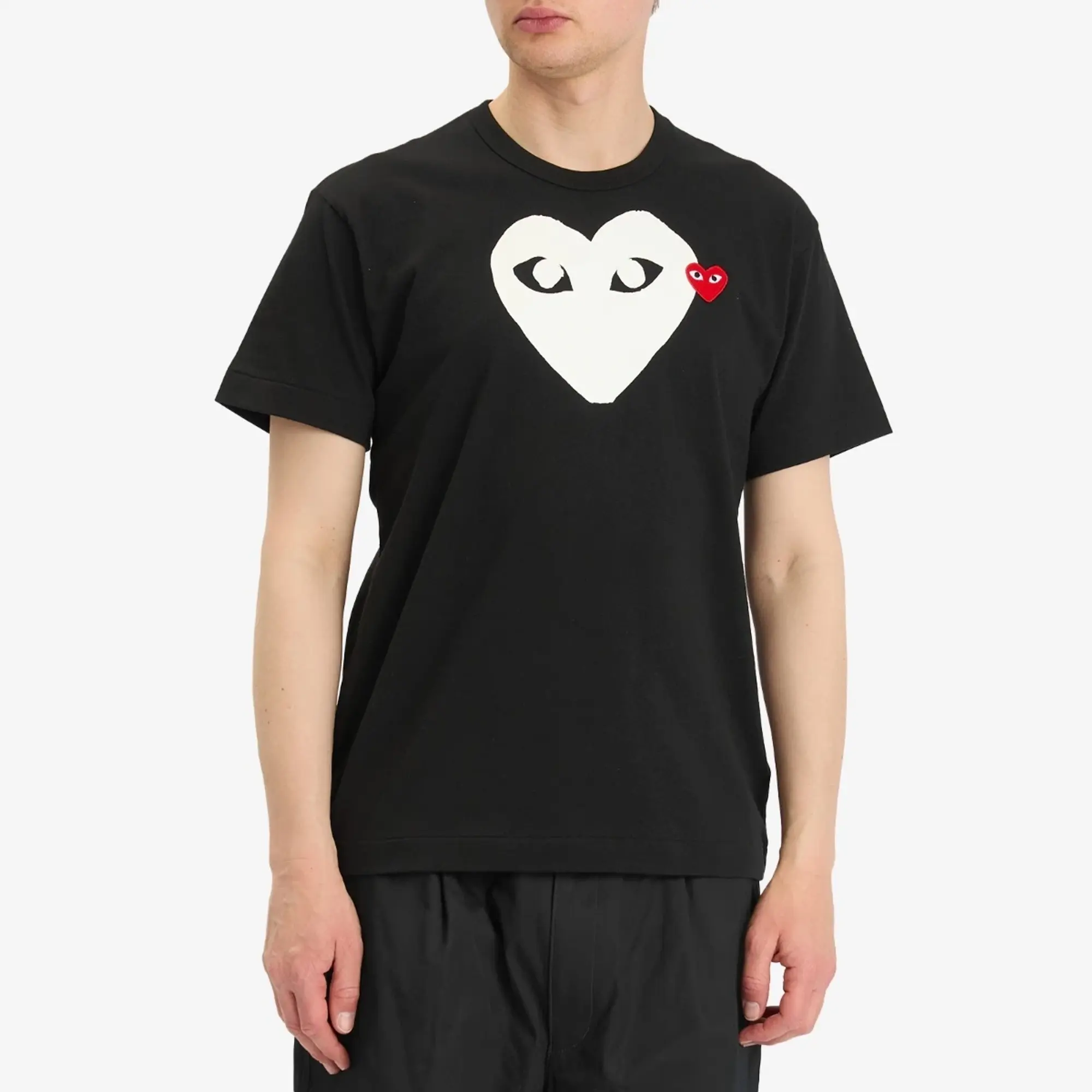 Comme des Garçons Play Comme des Garcons Play Double Heart Logo T-Shirt Black/White/Red