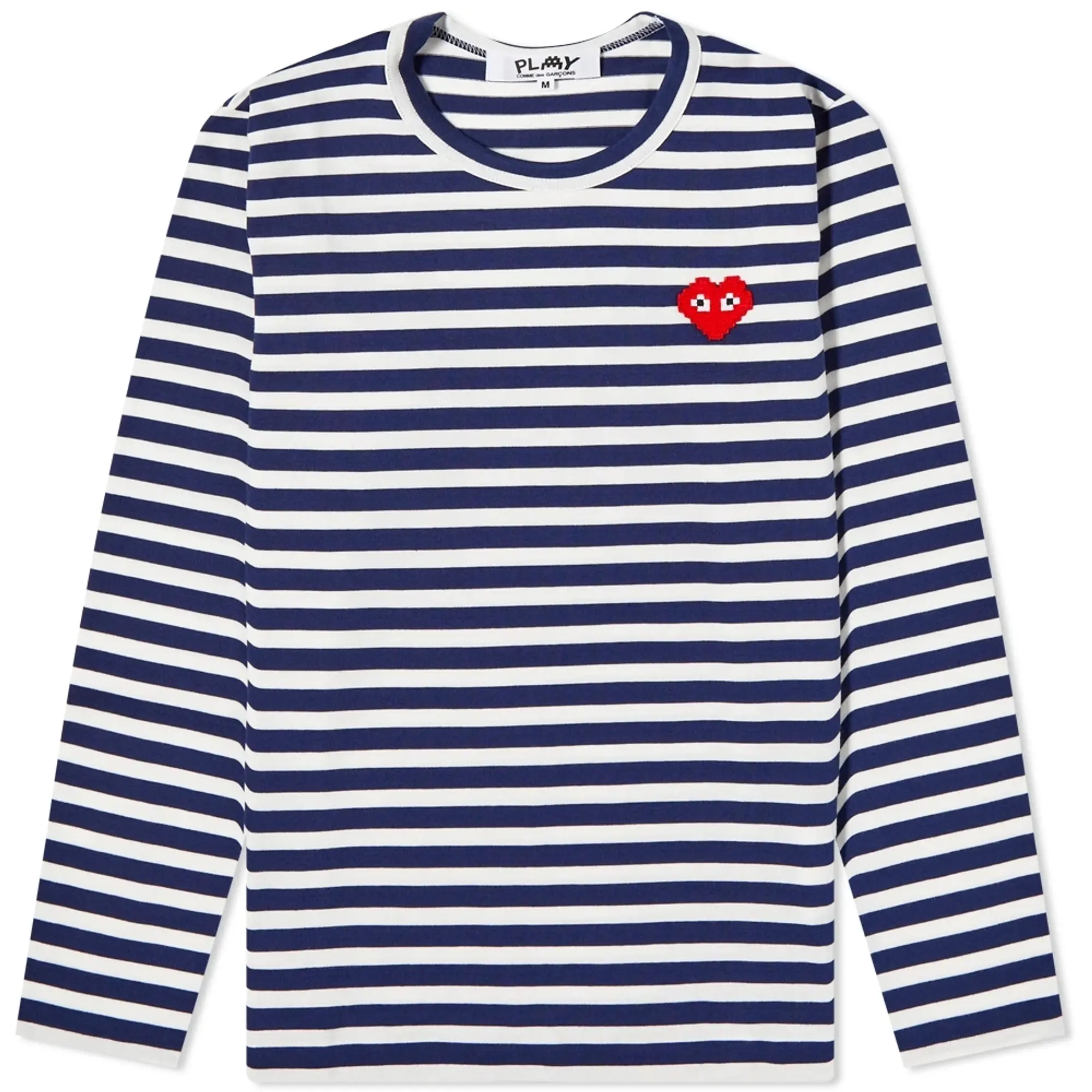 Asics Comme des Garçons Play Women's Invader Heart Stripe Long Sleeve T-Shirt Navy/White