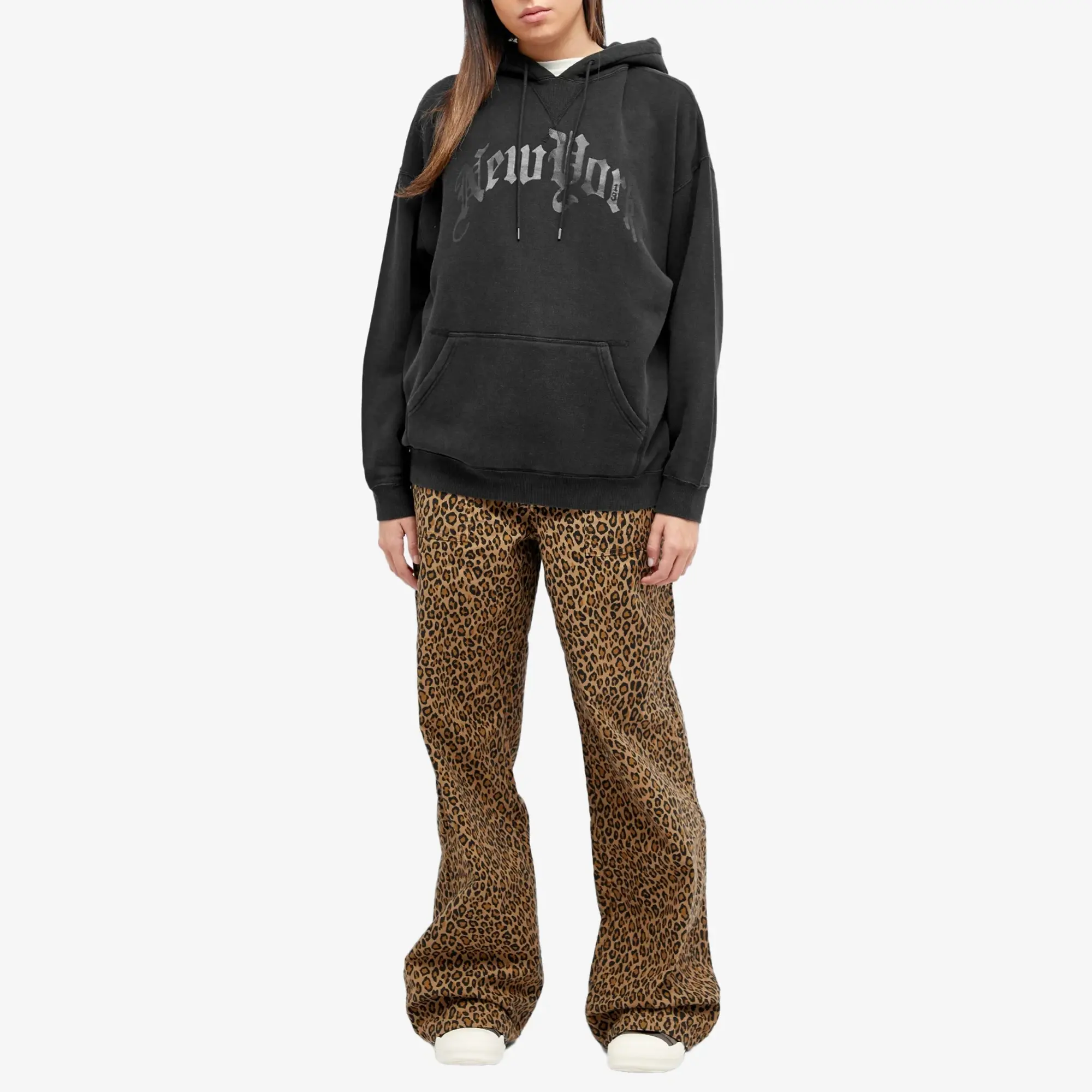R13 Women's New York Oversized Hoodie Acid Black