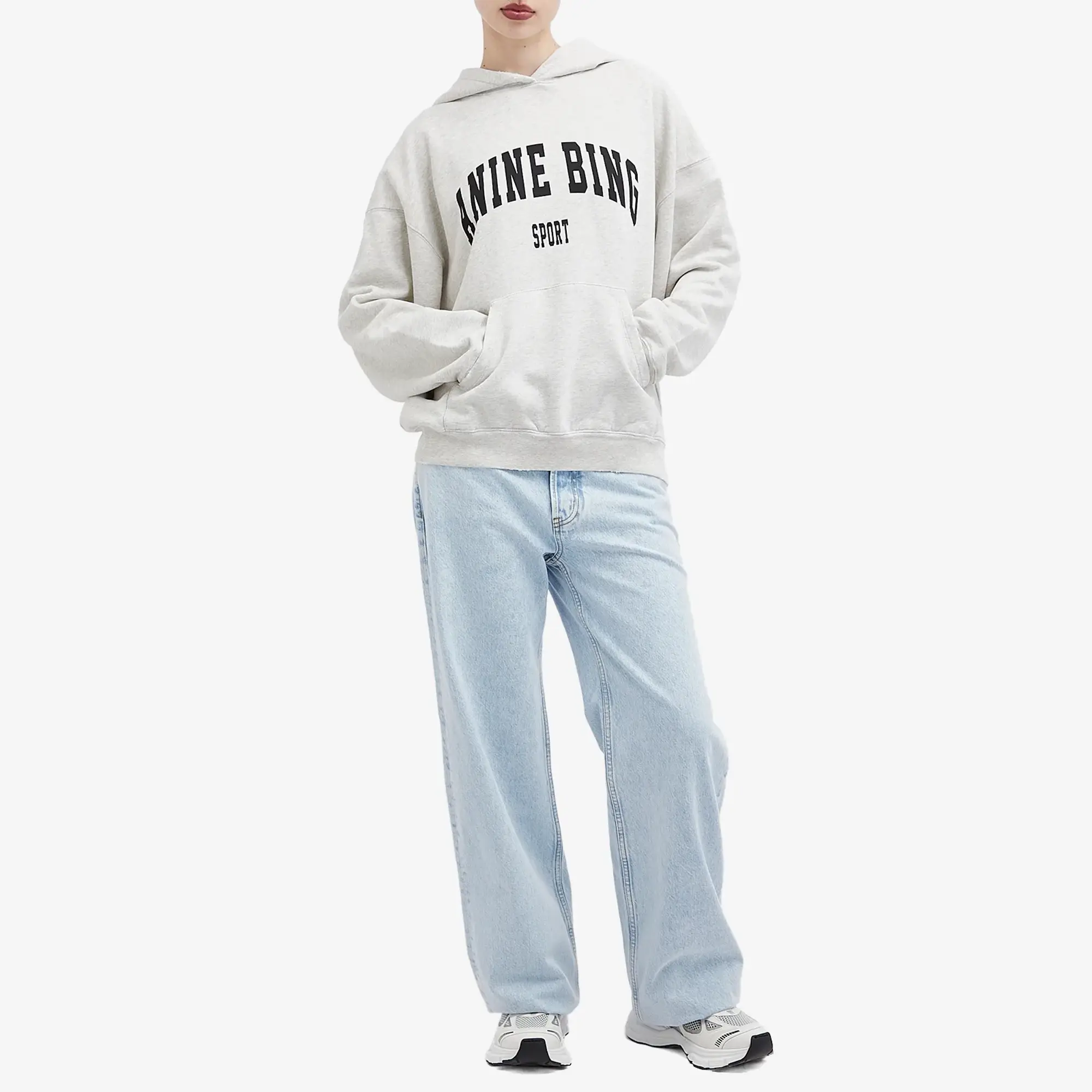 Anine Bing Women's Harvey Hooded Crew Sweat Grey Melange