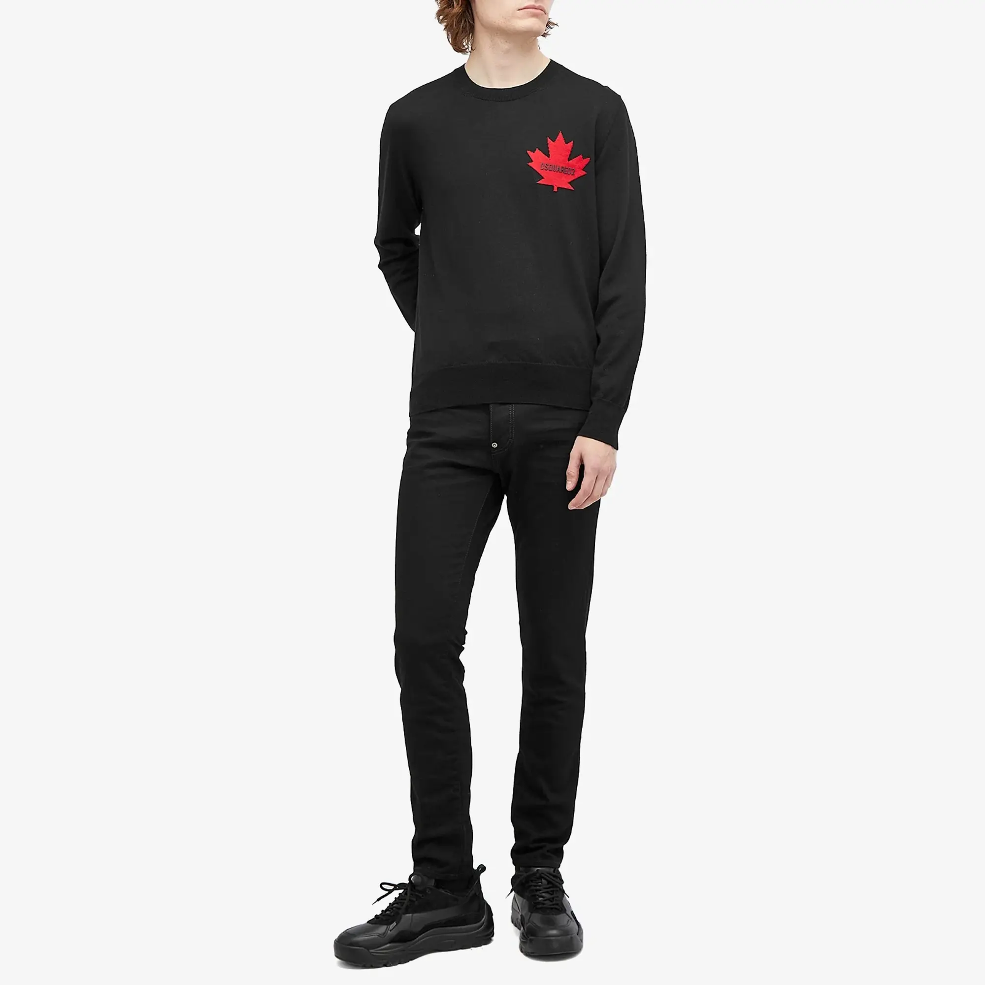 Dsquared2 Men's D2 Leaf Crew Neck Jumper Black