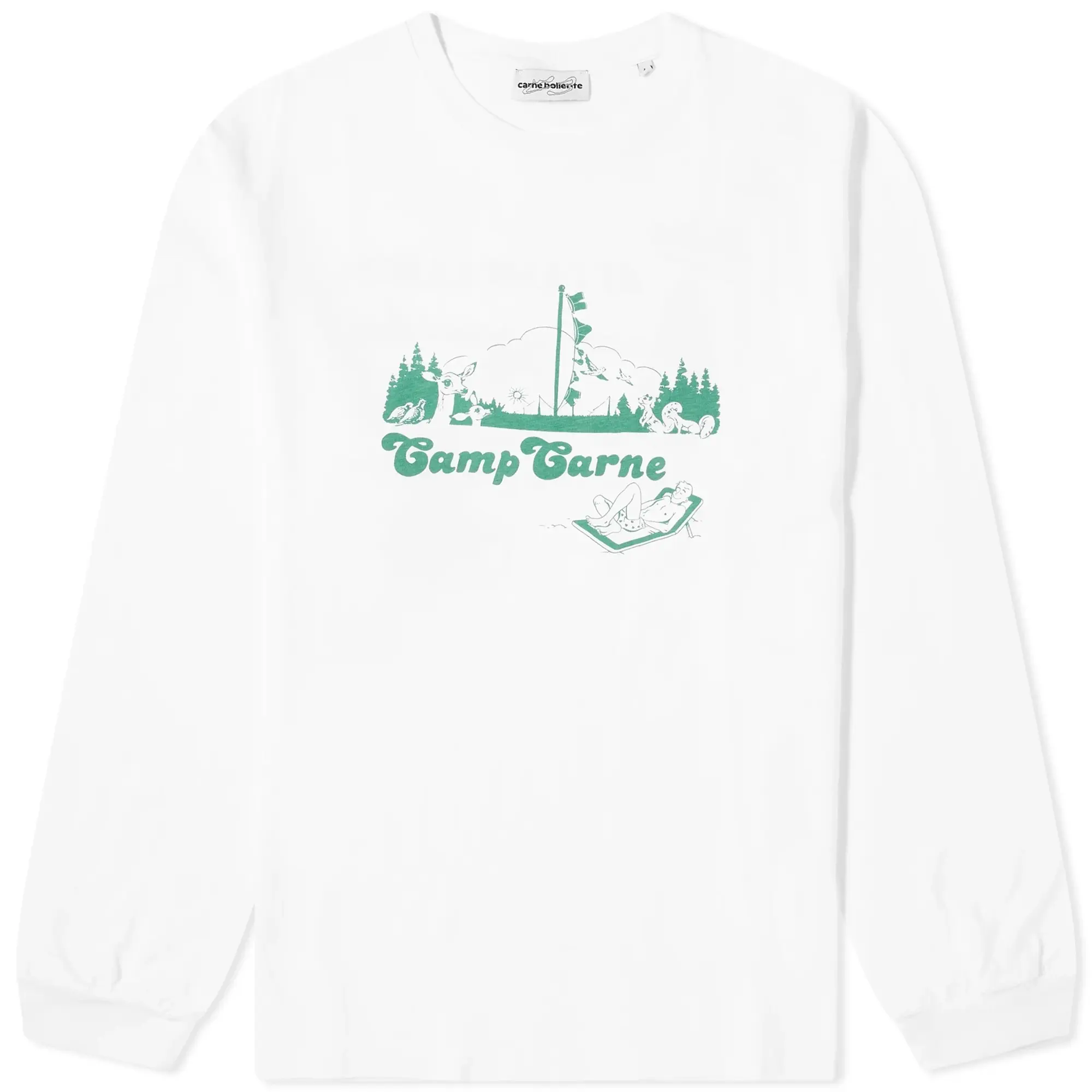 Carne Bollente Men's Camp Carne Long Sleeve T-Shirt White