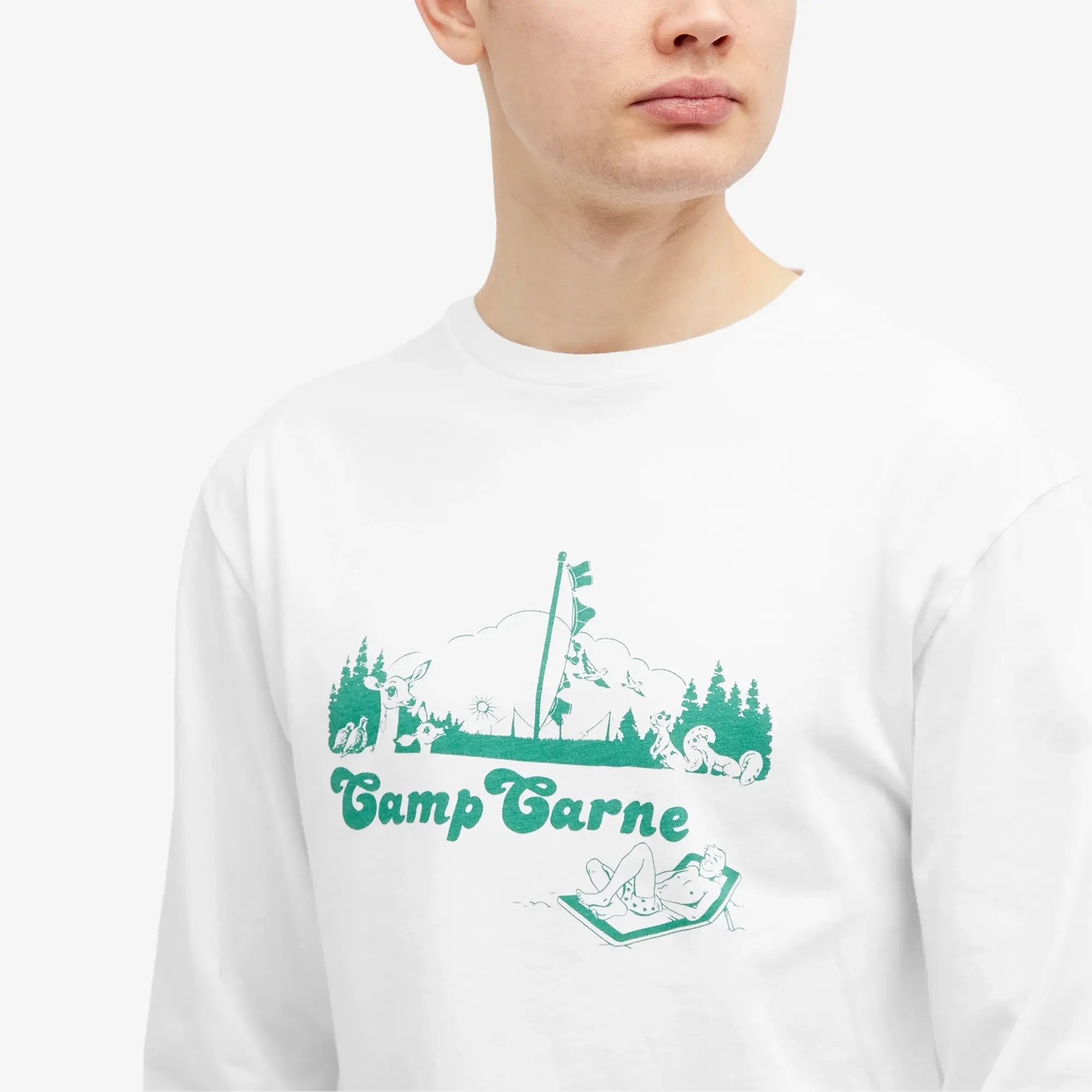 Carne Bollente Men's Camp Carne Long Sleeve T-Shirt White