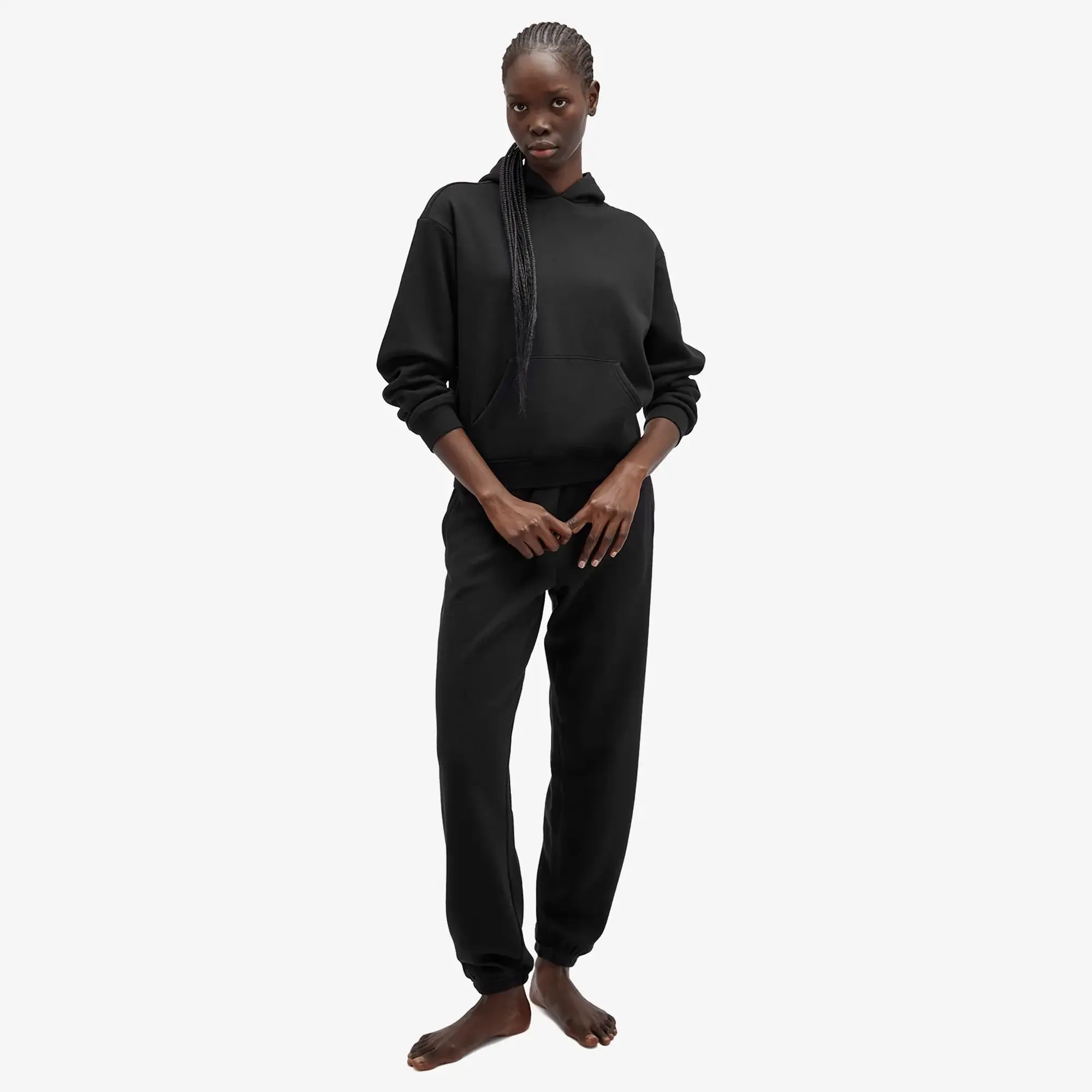 SKIMS Women's Cotton Fleece Pullover Hoodie Onyx