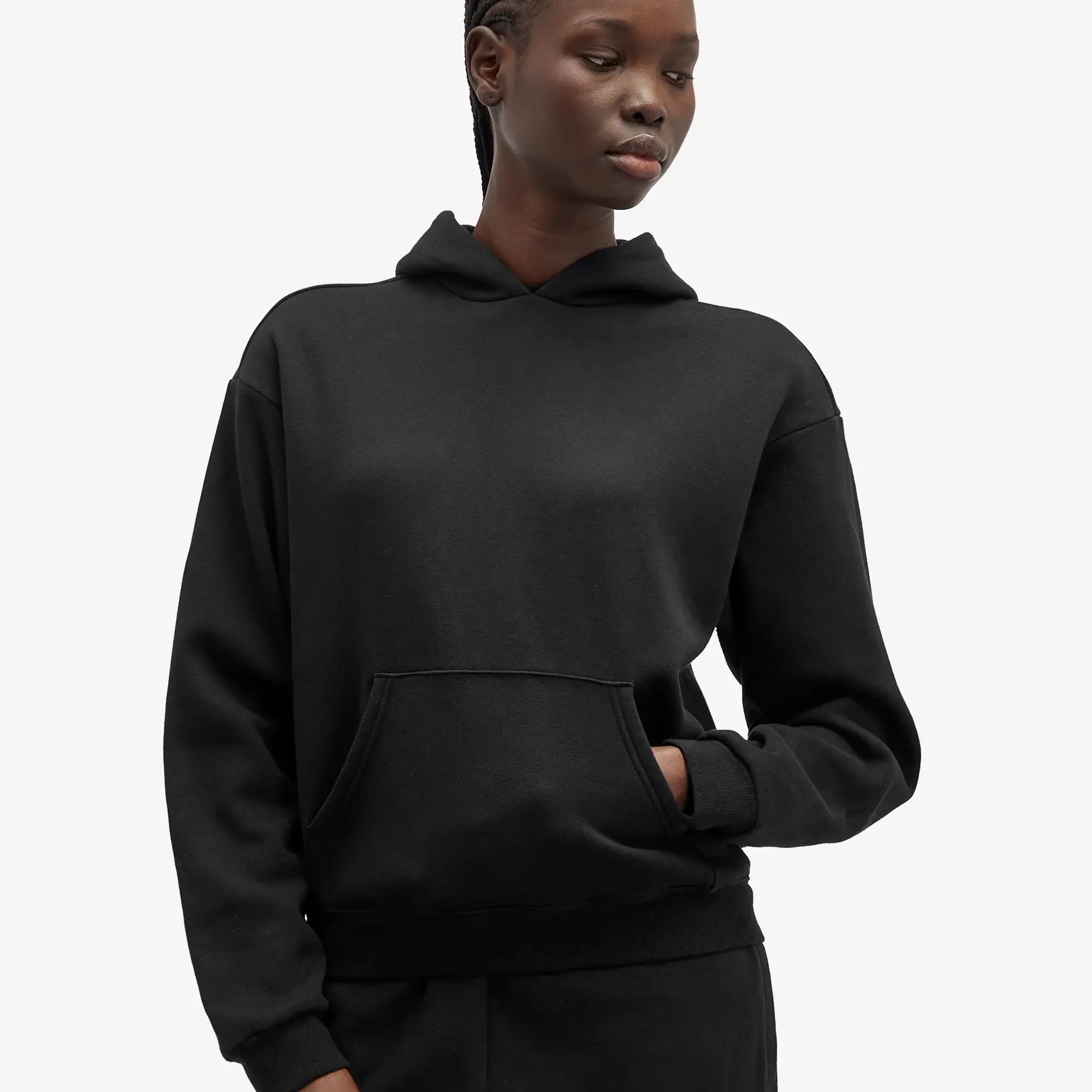 SKIMS Women's Cotton Fleece Pullover Hoodie Onyx