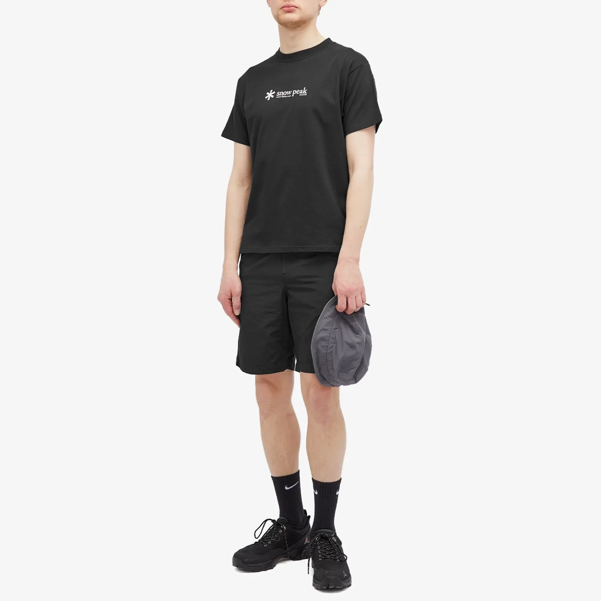 Snow Peak Soft Cotton Logo Short Sleeve T-Shirt Men Shortsleeves Black