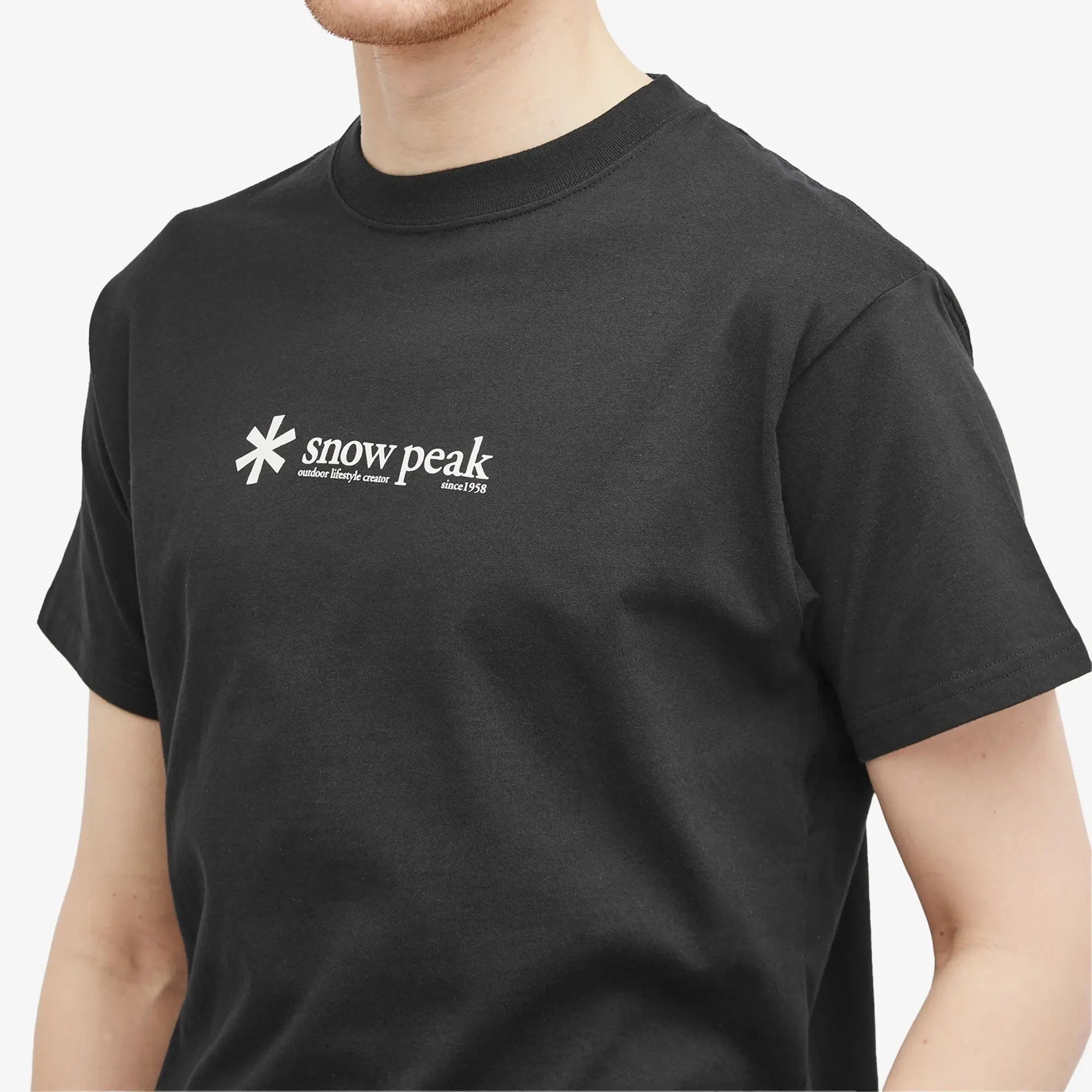 Snow Peak Soft Cotton Logo Short Sleeve T-Shirt Men Shortsleeves Black