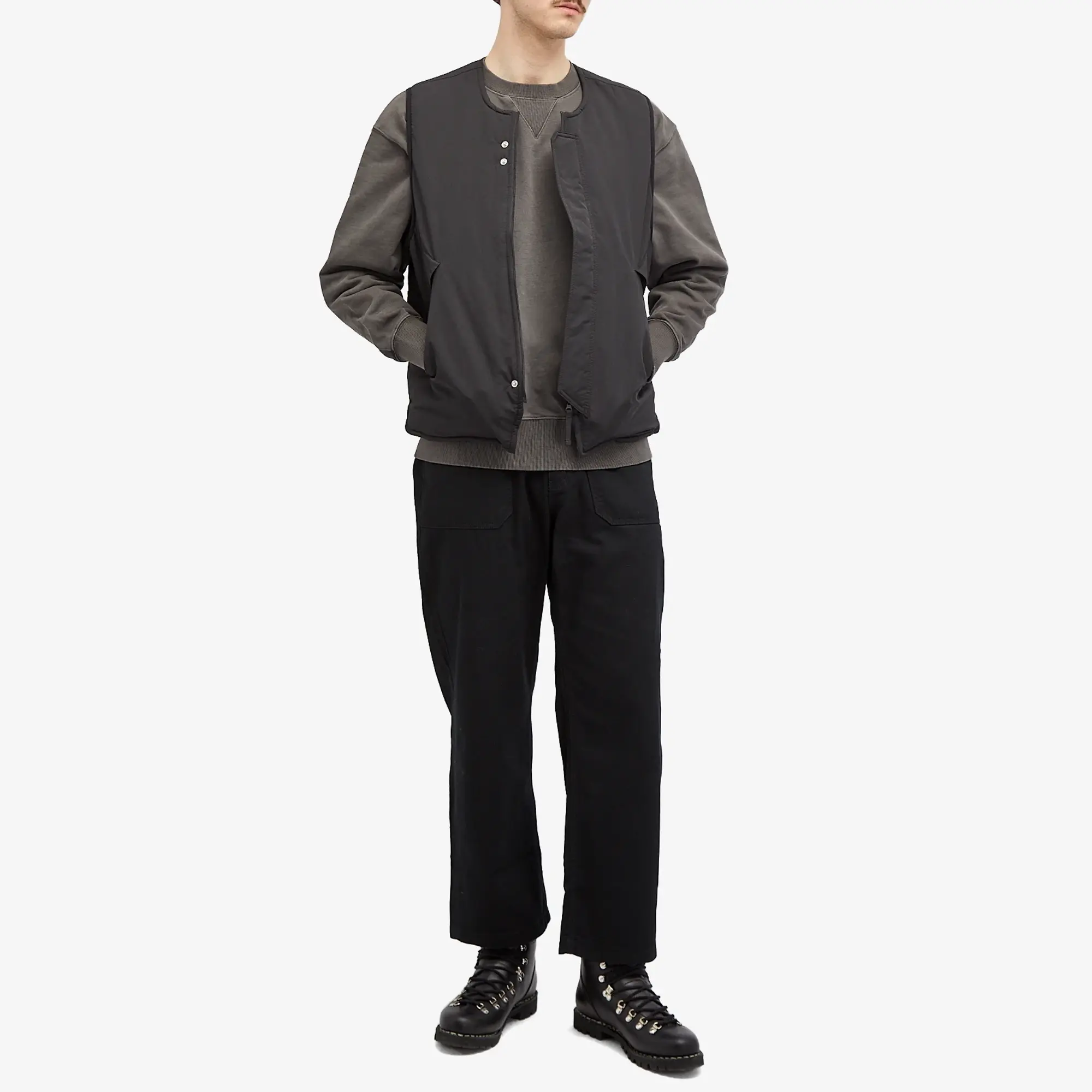 Uniform Bridge Men's Pigment Dyed Sweatshirt Pigment Charcoal