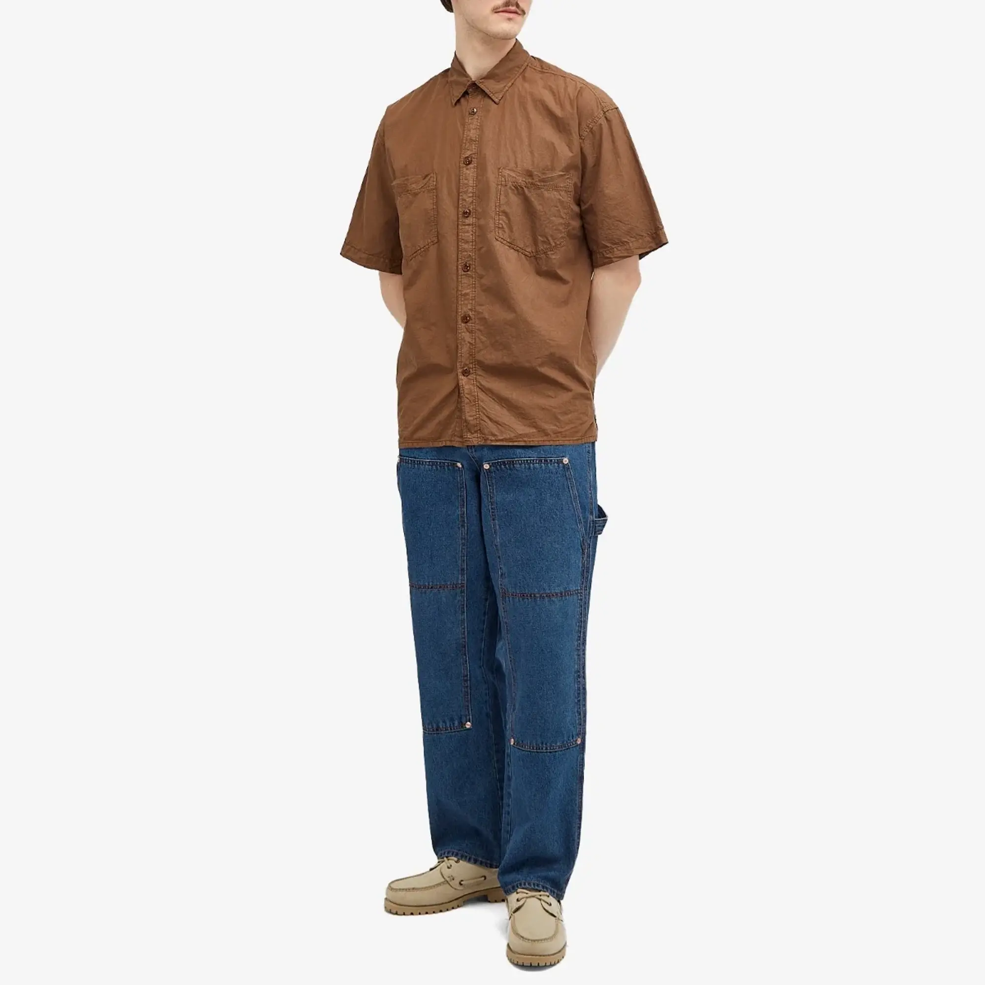 Uniform Bridge Men's Double Knee Denim Pants Indigo Washed