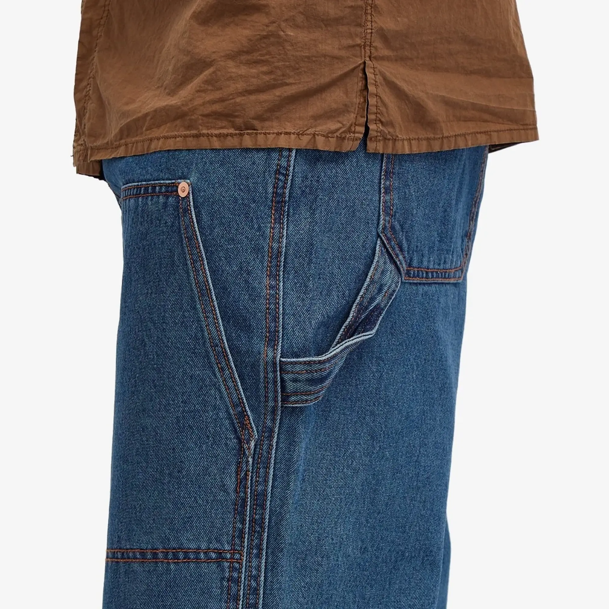 Uniform Bridge Men's Double Knee Denim Pants Indigo Washed