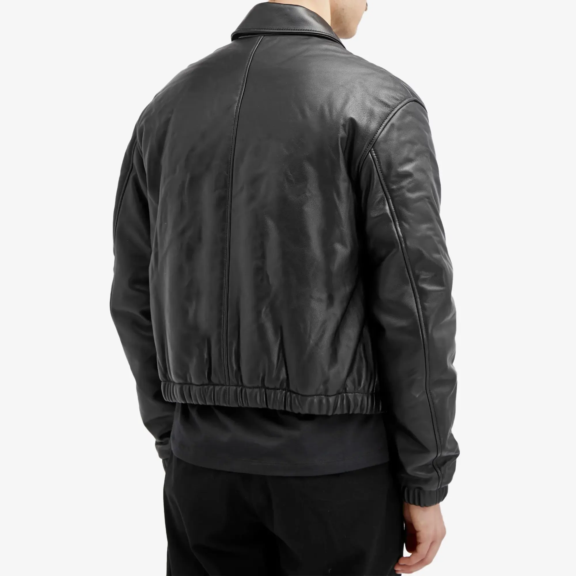 AMI Paris Men's Padded Leather Jacket Black