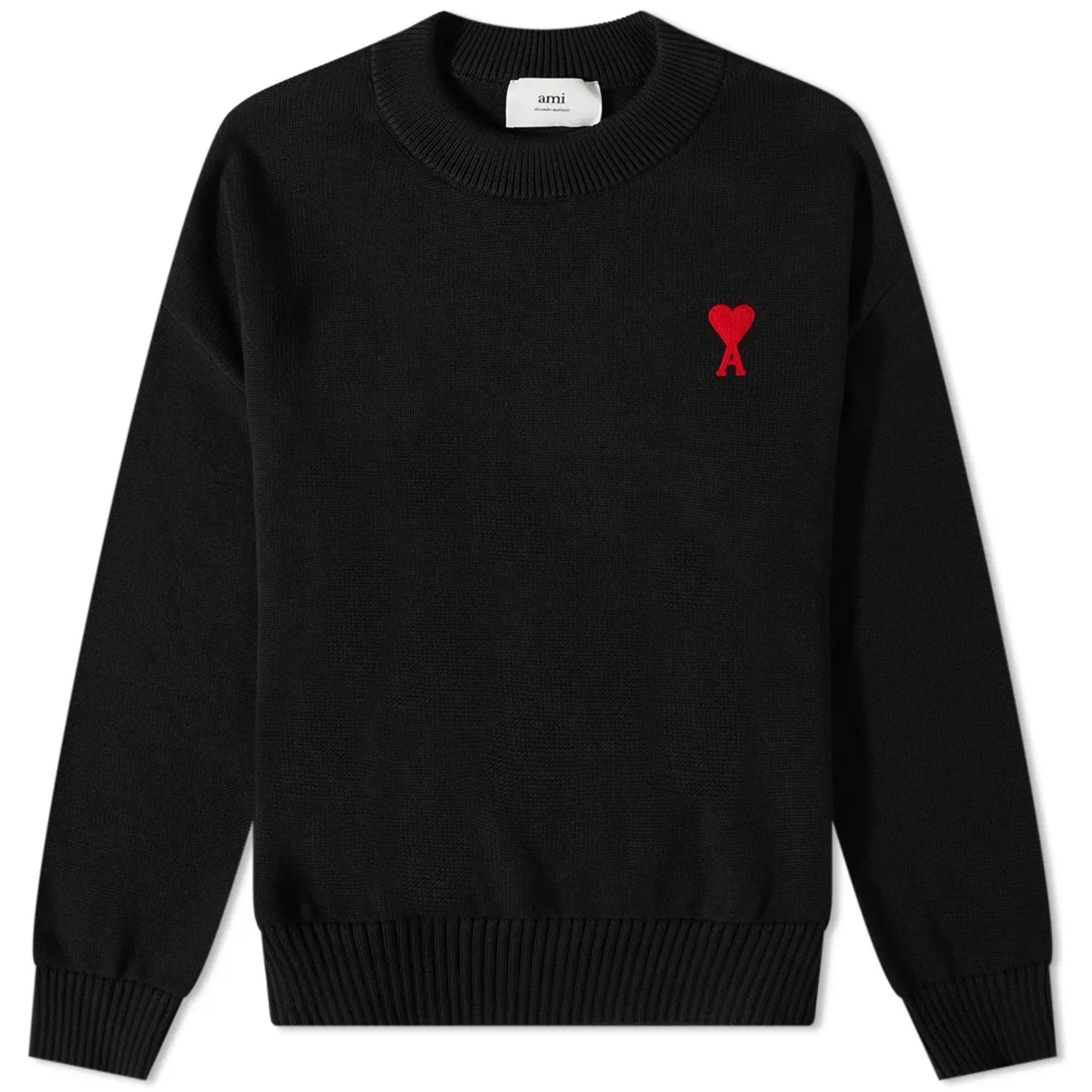 AMI Paris AMI Small A Heart Crew Knit Black/Red | UKS008-016