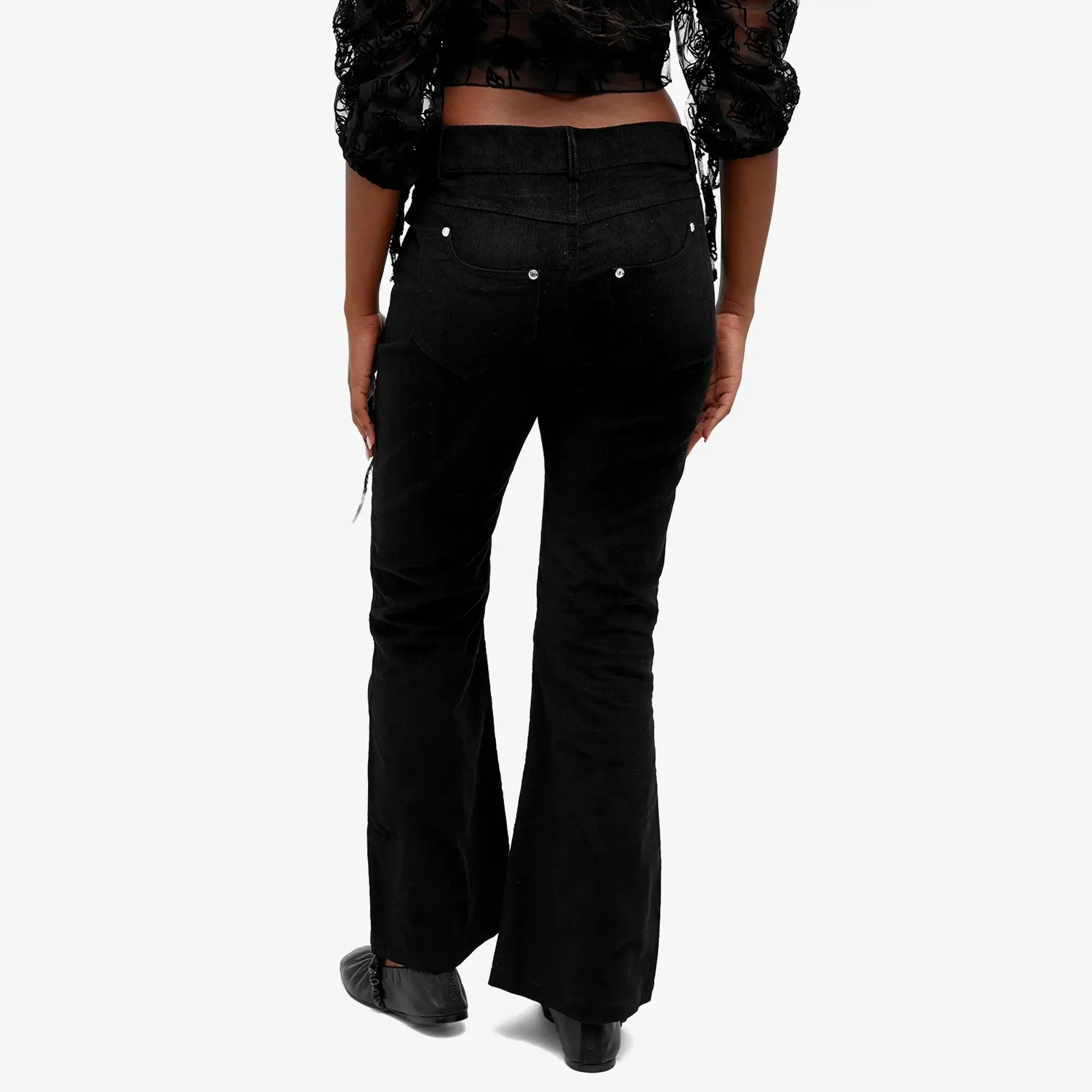 House Of Sunny Women's 04 Cord Kick Flare Pants Noir