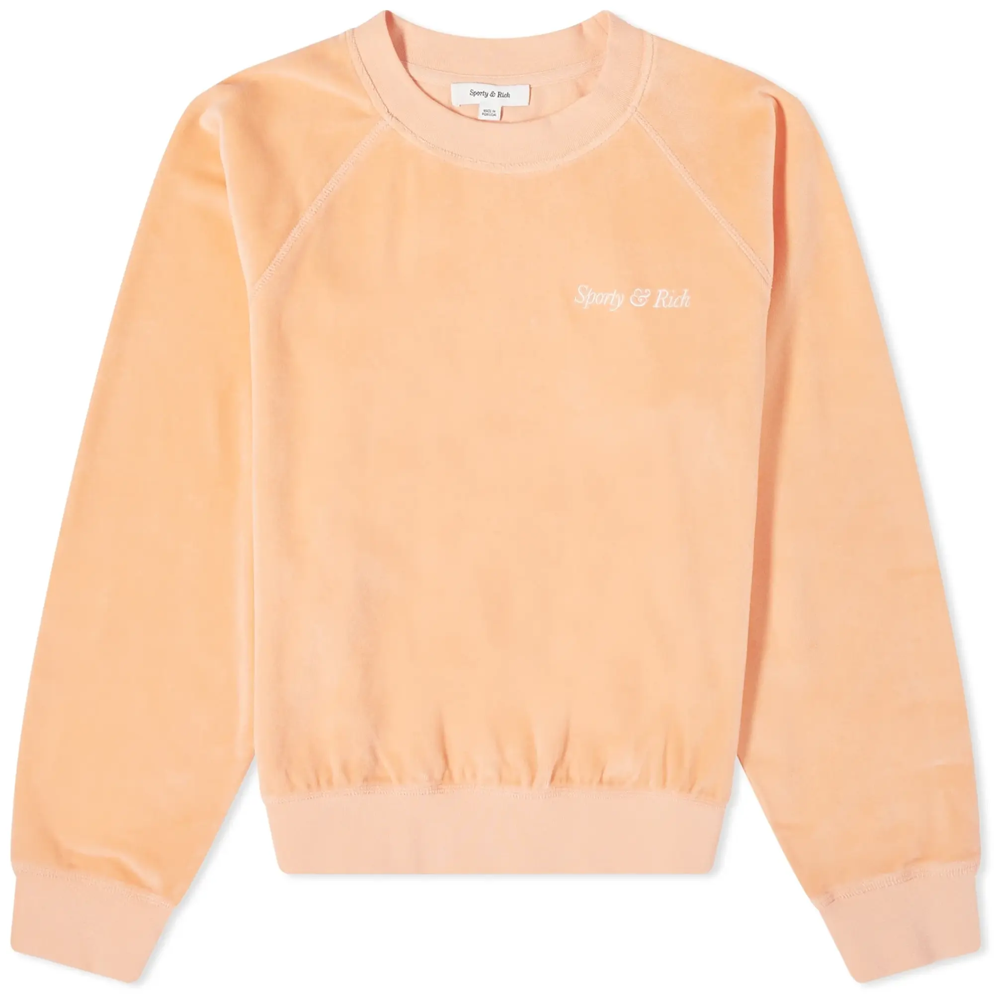 Sporty & Rich Italic Logo Raglan Crew Sweat Peach/White