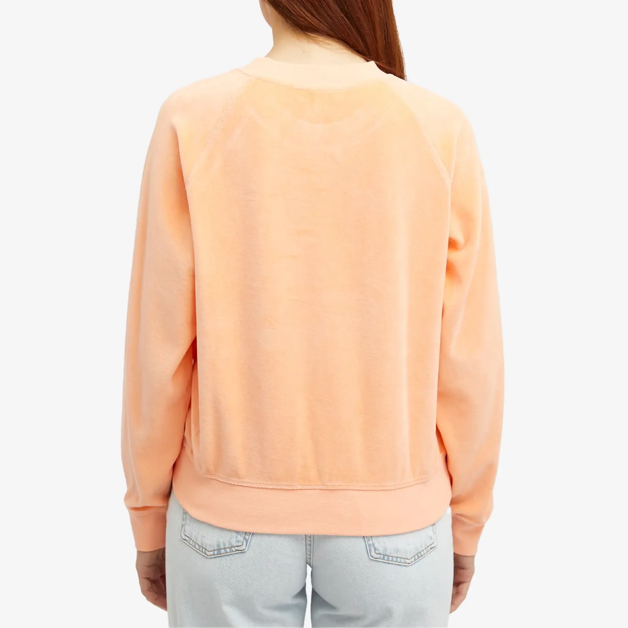 Sporty & Rich Italic Logo Raglan Crew Sweat Peach/White